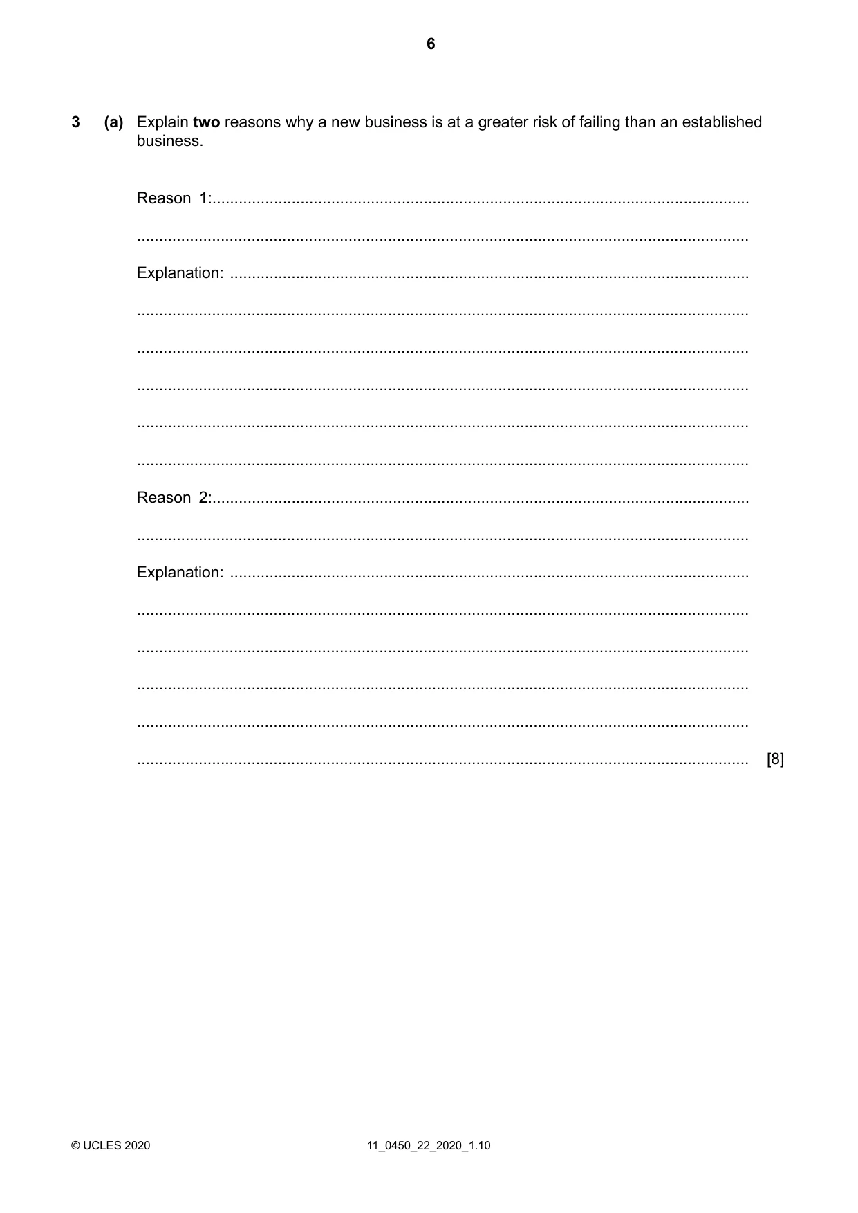 Cambridge IGCSE Business Studies 0450 2020 Oct/Nov Paper 2 · Variant 2 question paper, page 6 of 12