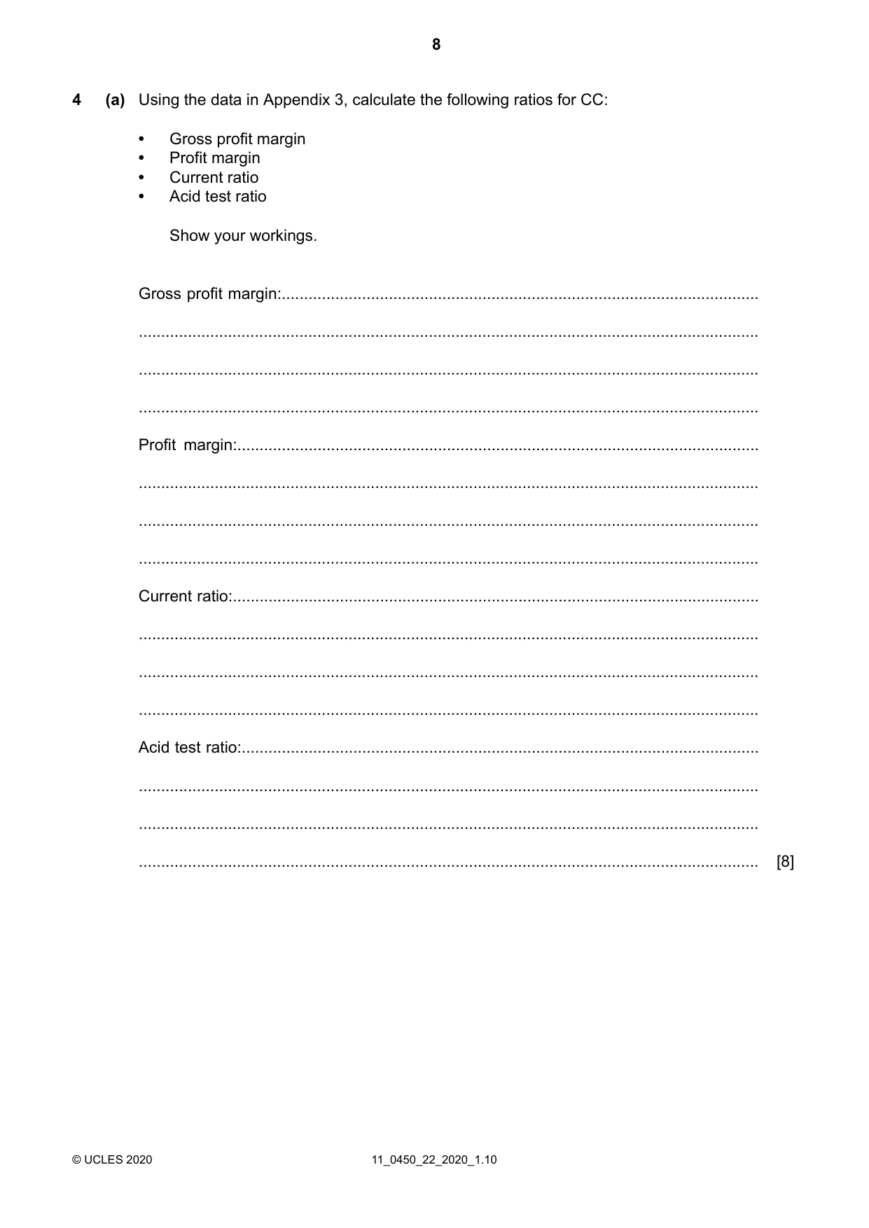 Cambridge IGCSE Business Studies 0450 2020 Oct/Nov Paper 2 · Variant 2 question paper, page 8 of 12
