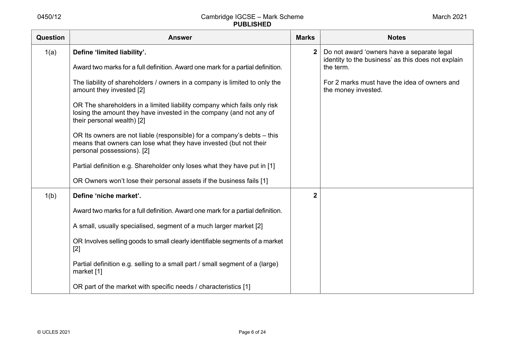 Mark scheme, page 6 of 24