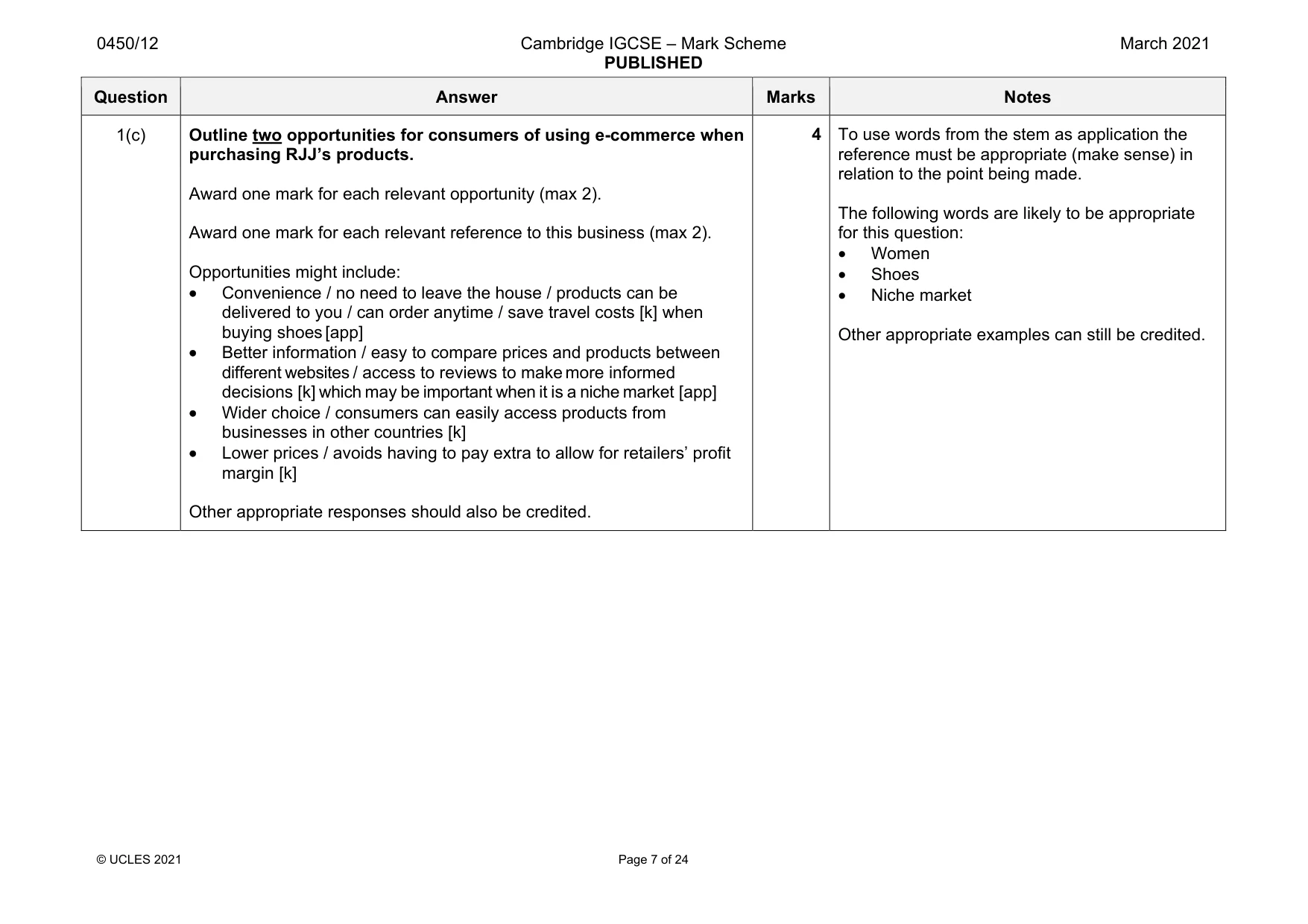 Mark scheme, page 7 of 24