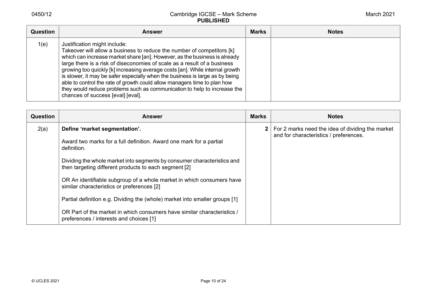 Mark scheme, page 10 of 24