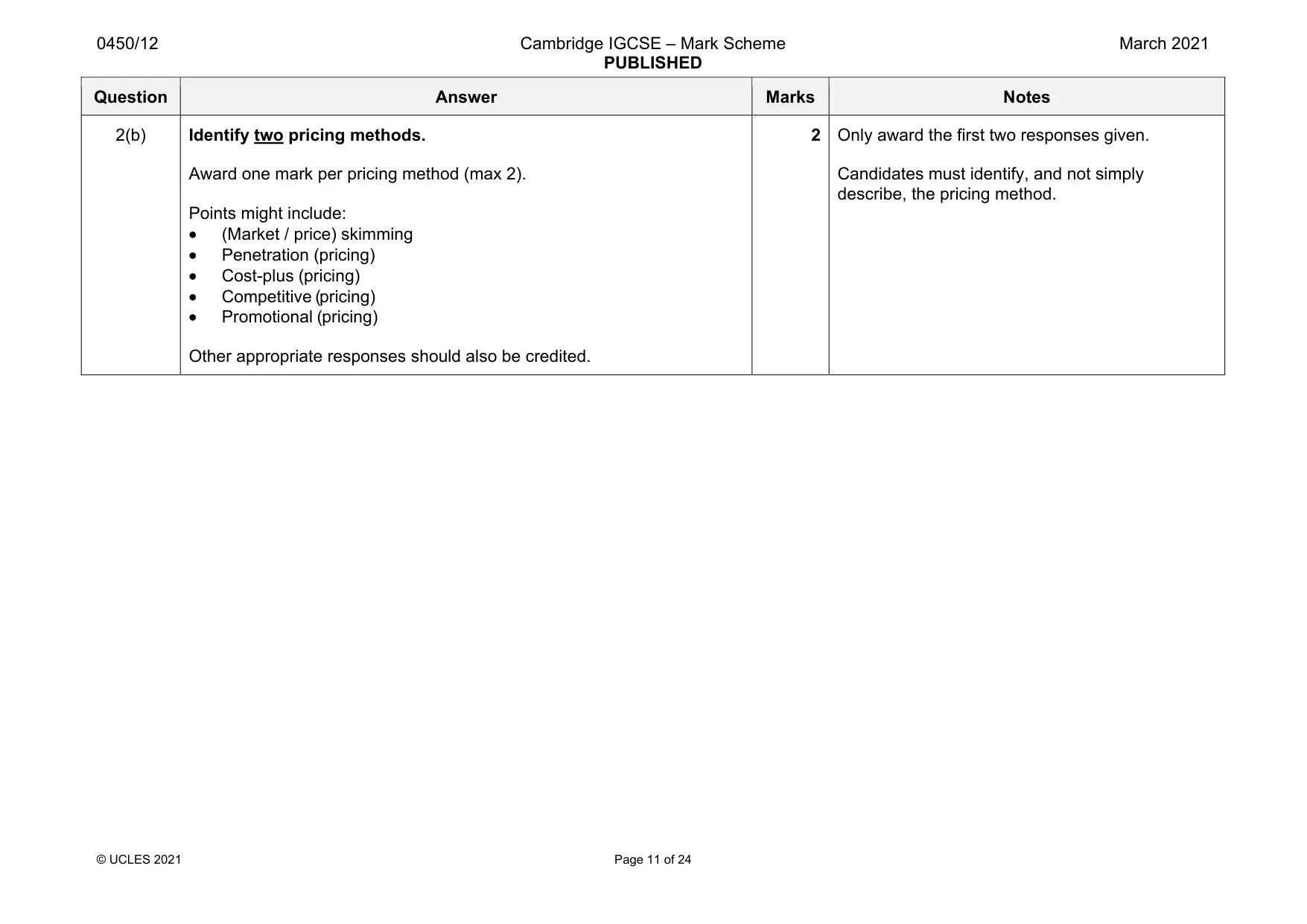 Mark scheme, page 11 of 24