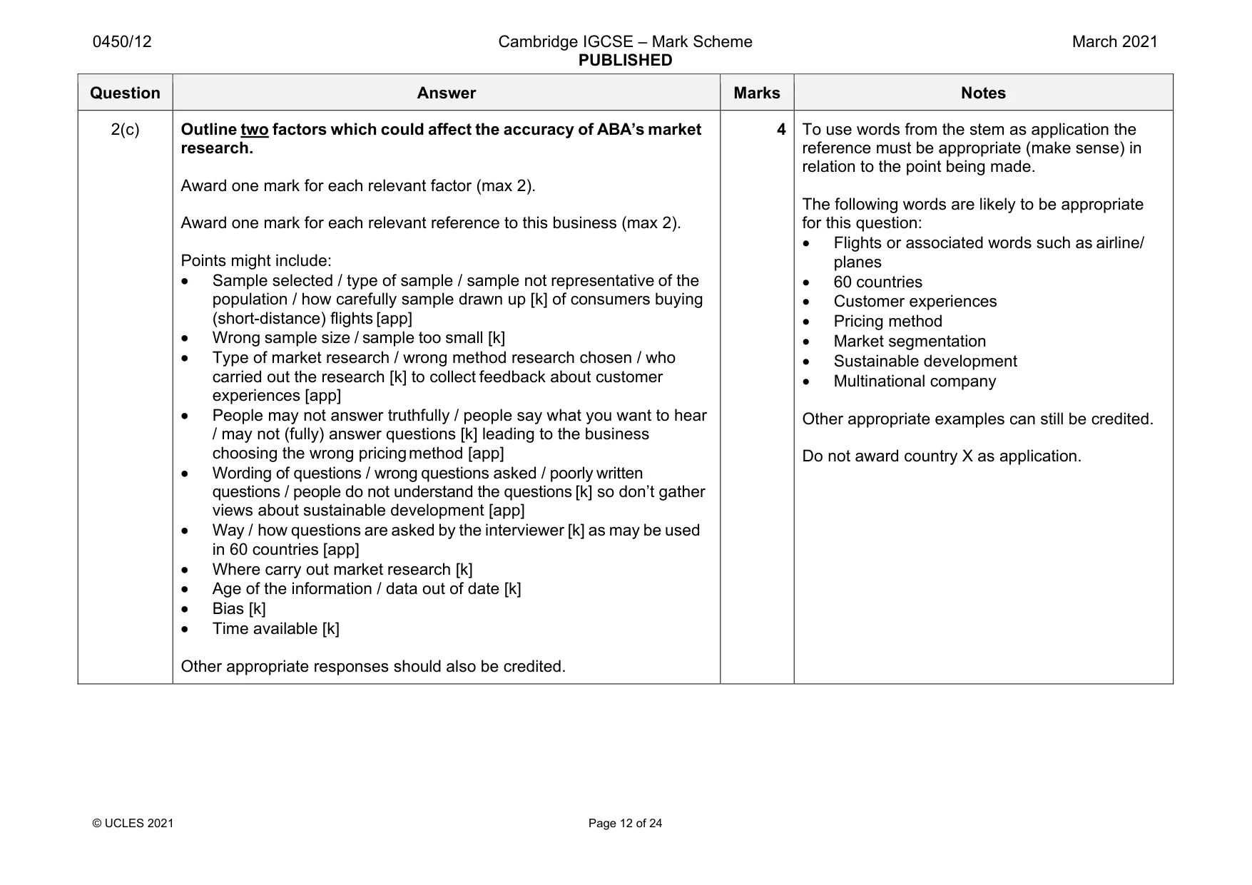 Mark scheme, page 12 of 24