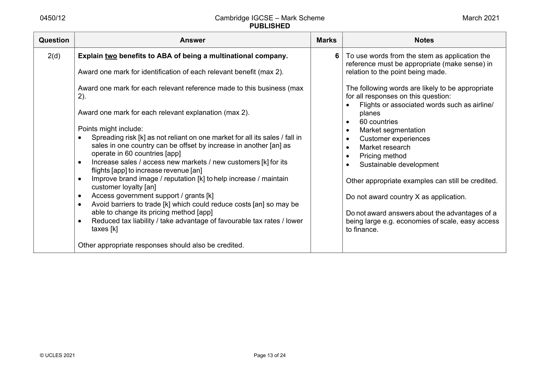 Mark scheme, page 13 of 24