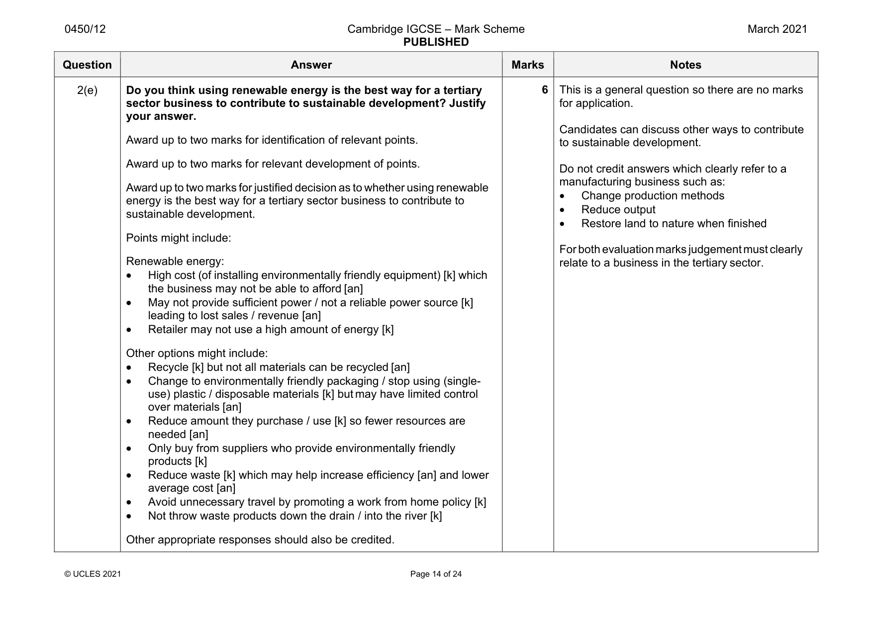 Mark scheme, page 14 of 24