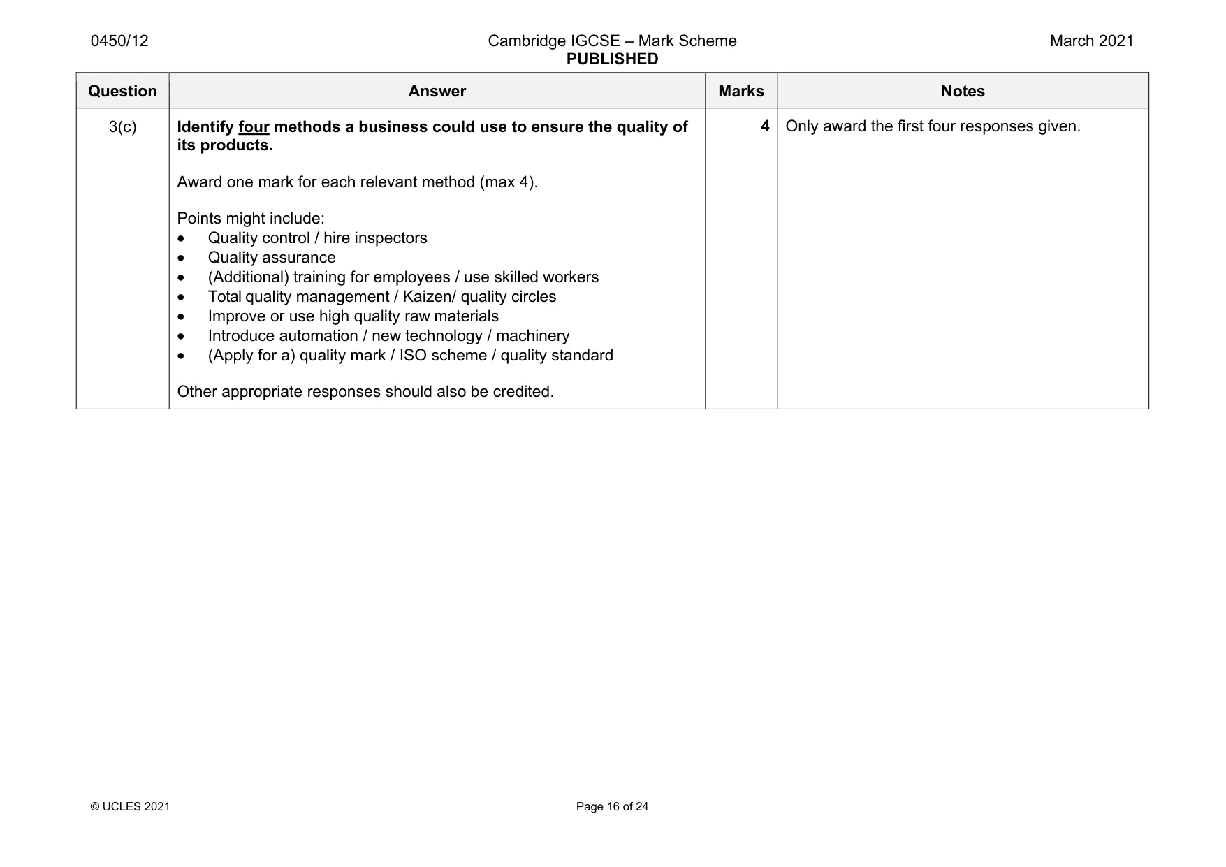 Mark scheme, page 16 of 24