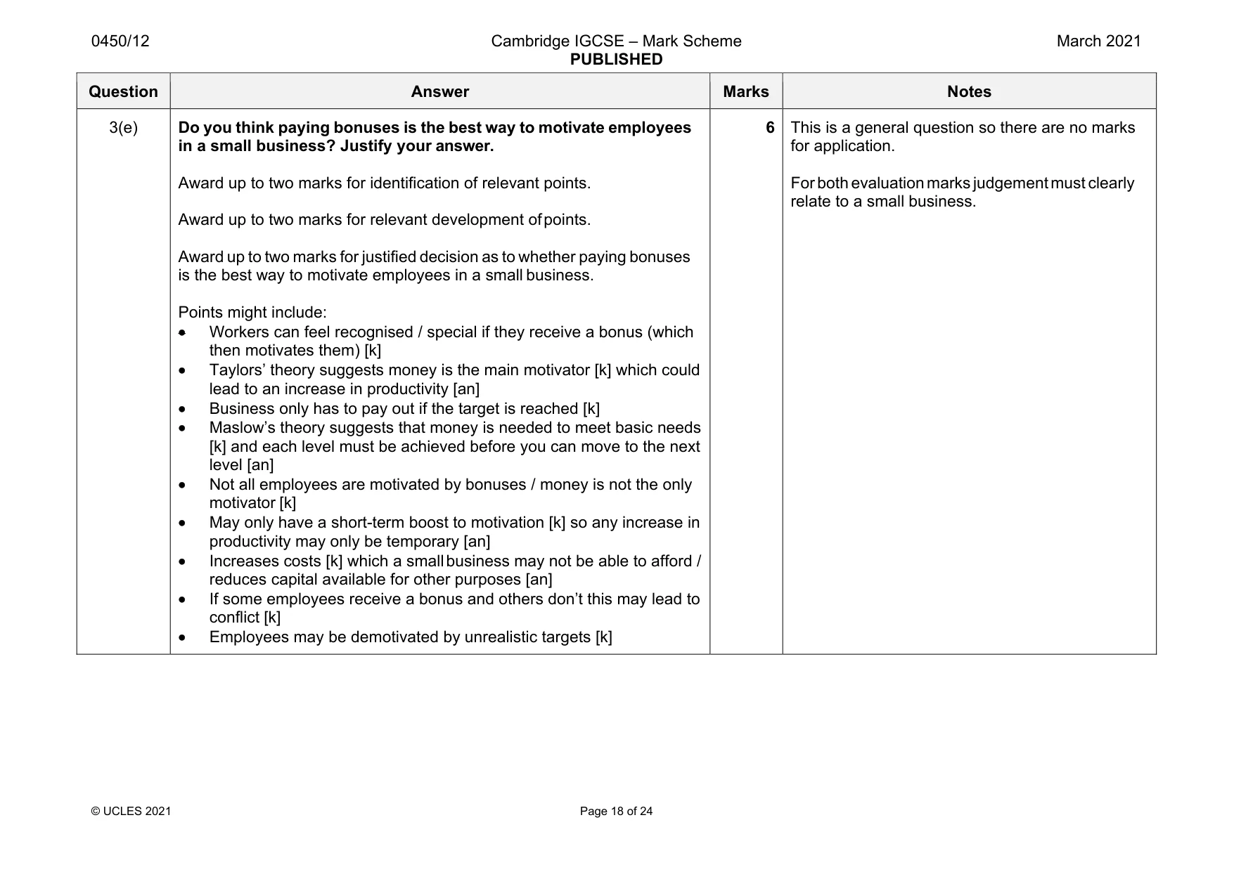 Mark scheme, page 18 of 24