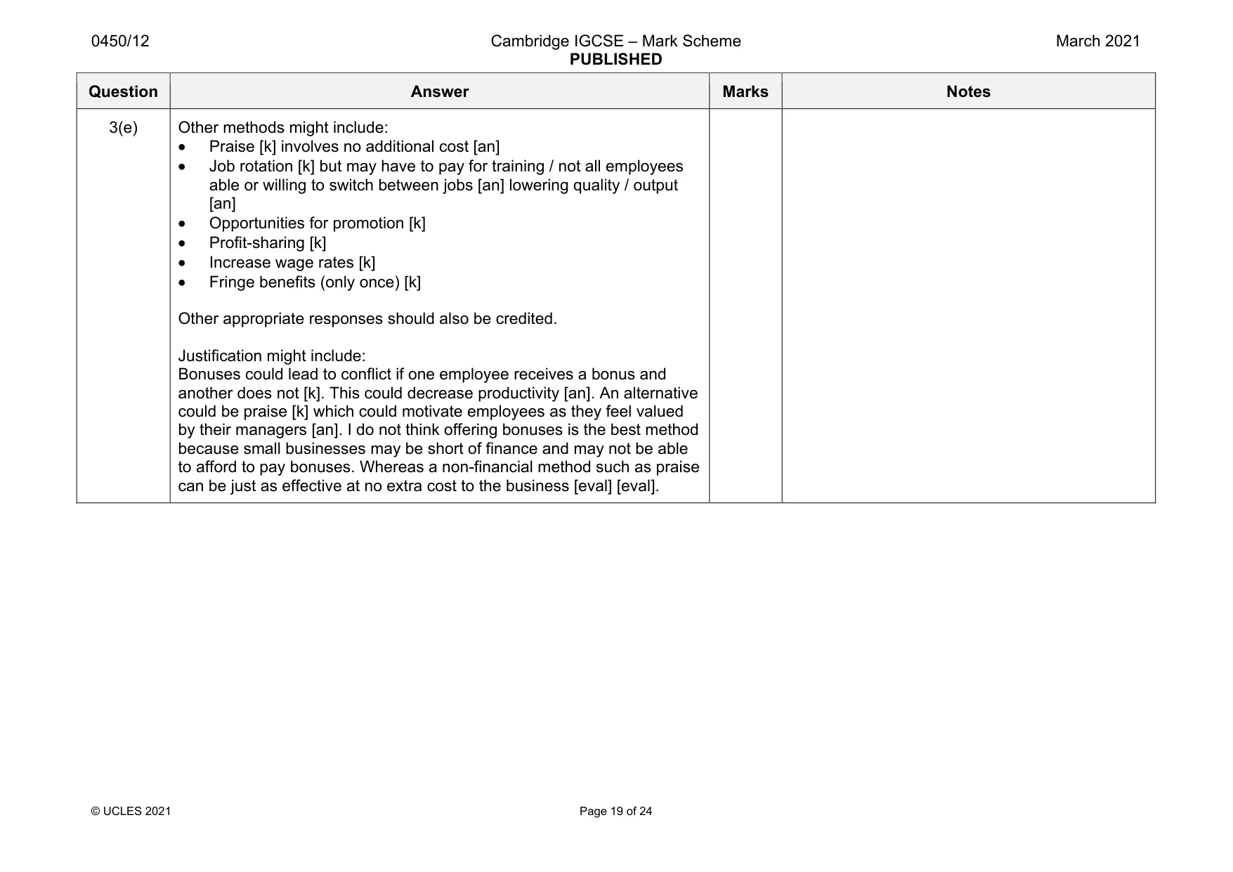 Mark scheme, page 19 of 24