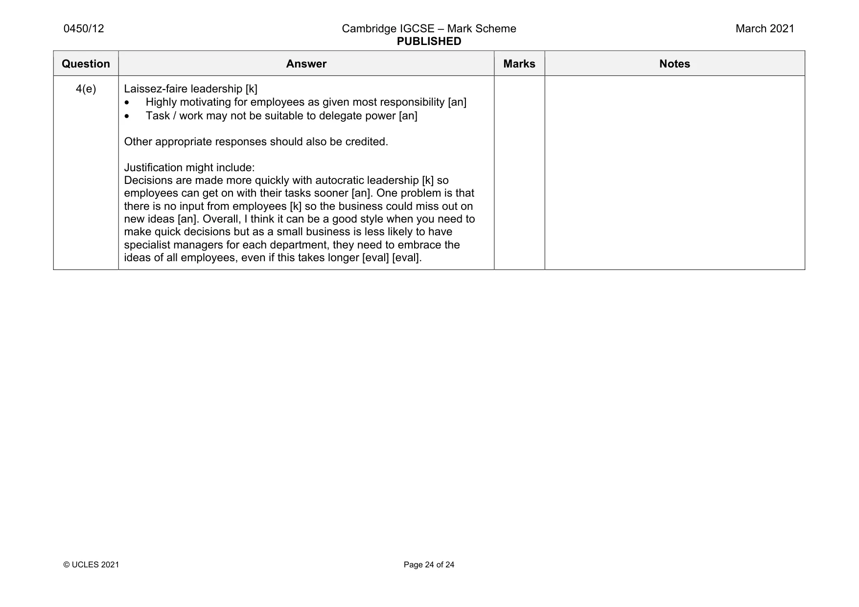 Mark scheme, page 24 of 24