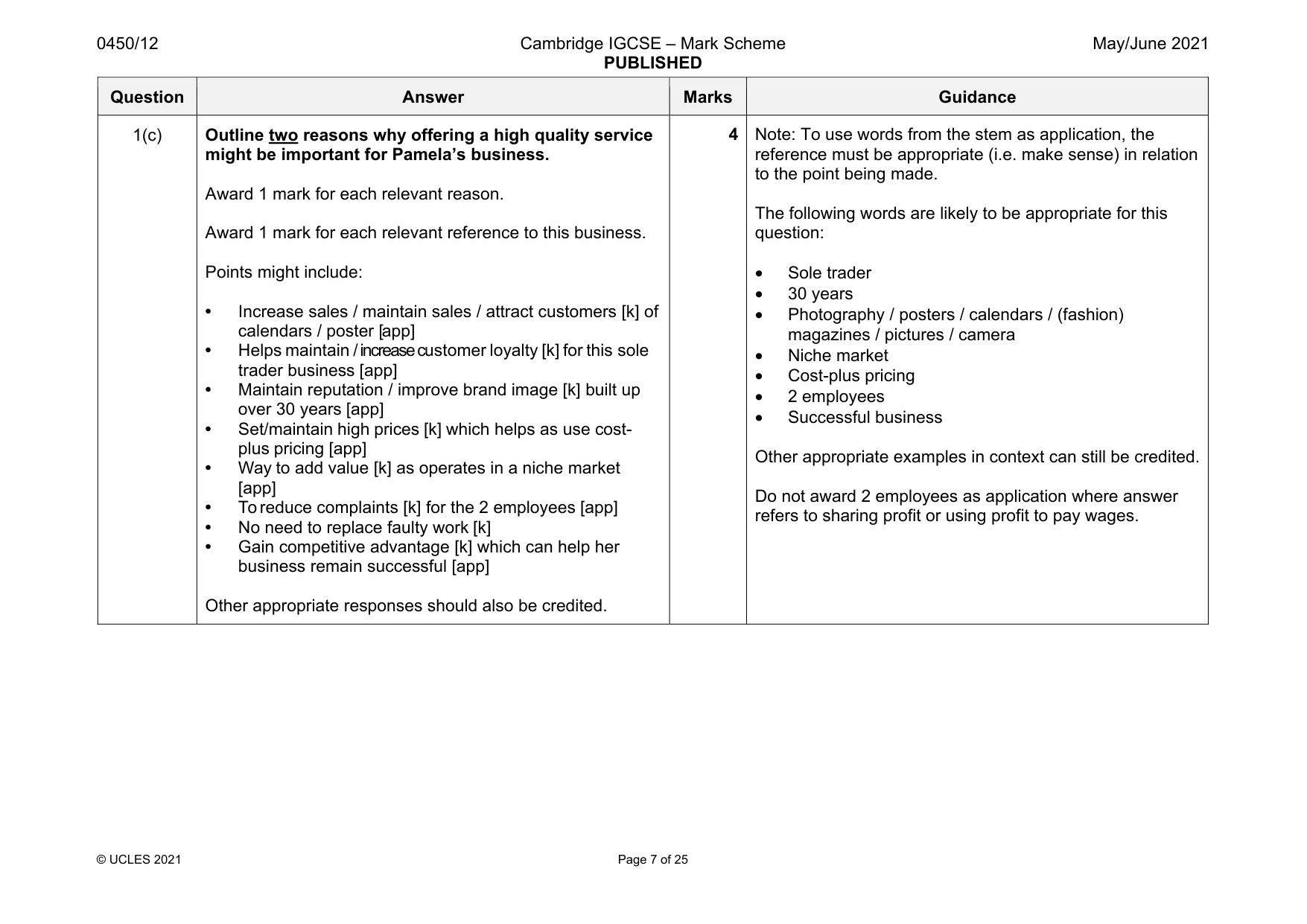 Mark scheme, page 7 of 25
