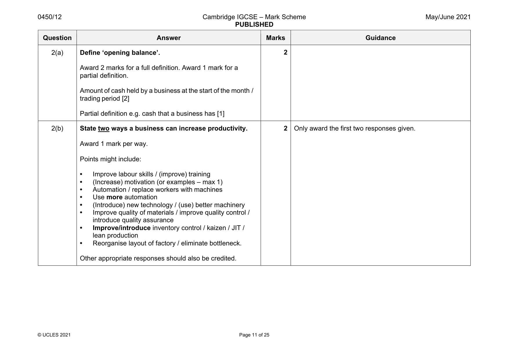 Mark scheme, page 11 of 25