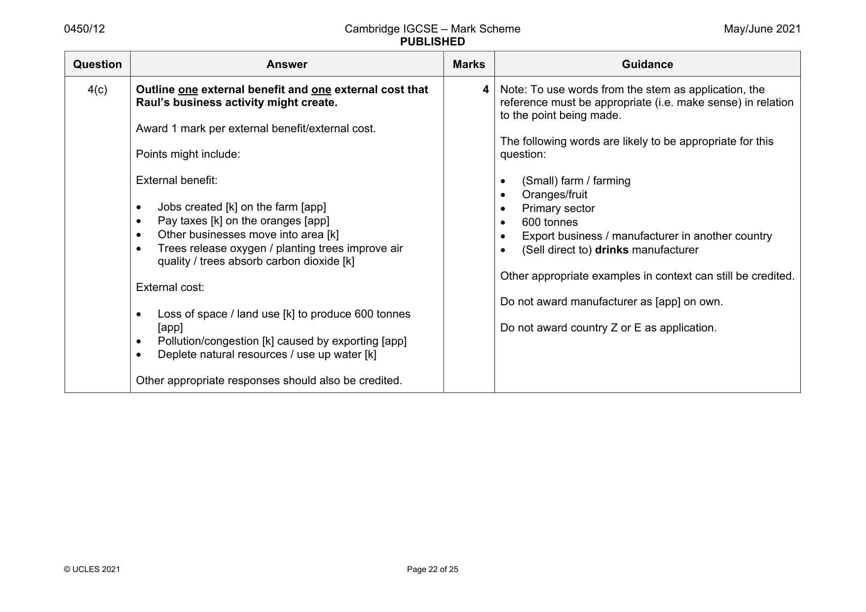 Mark scheme, page 22 of 25