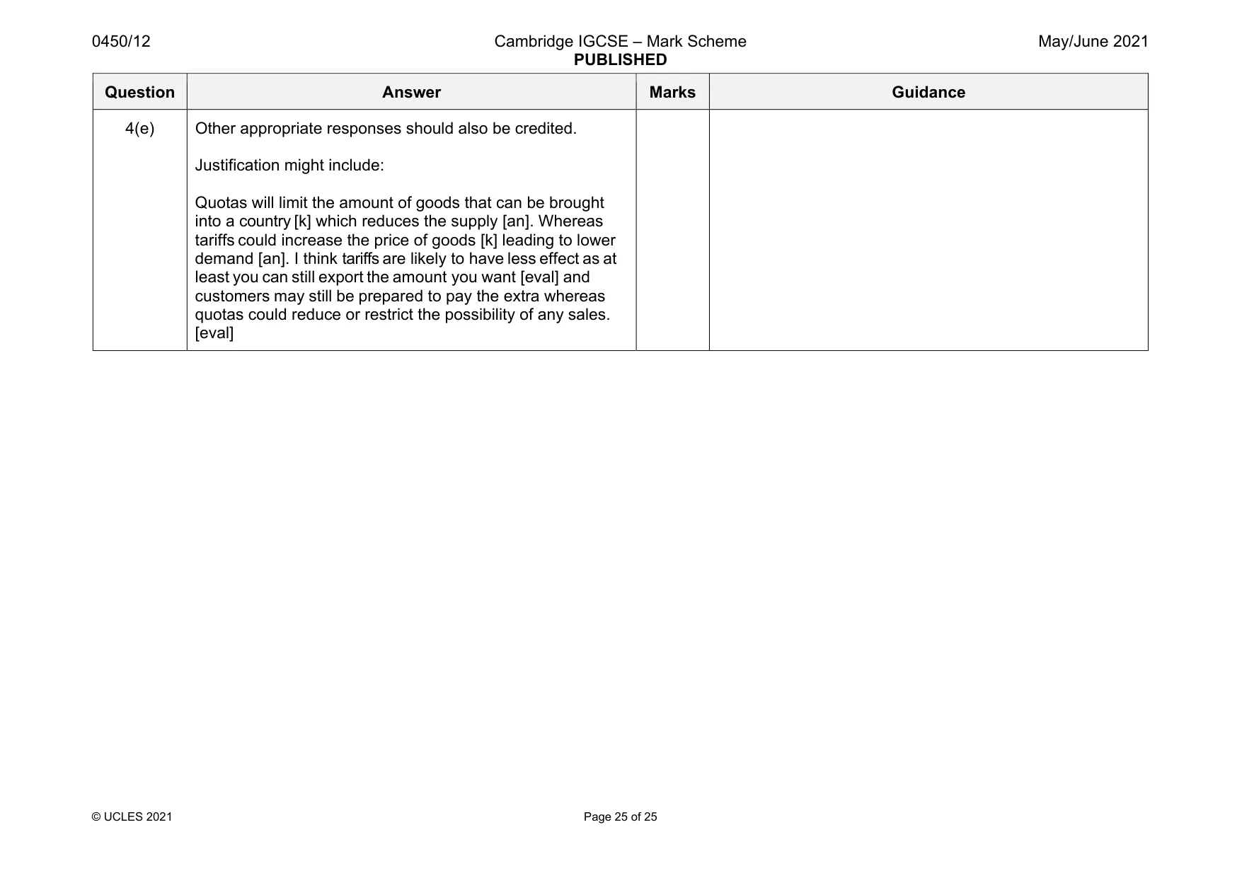 Mark scheme, page 25 of 25