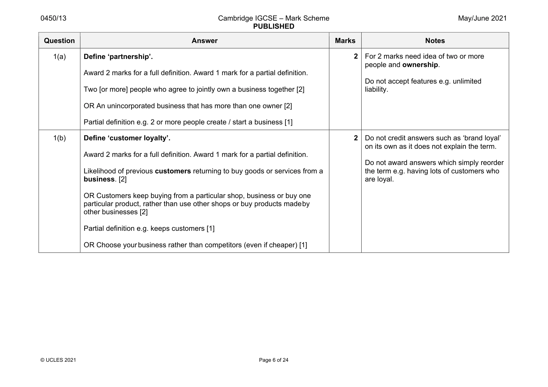 Mark scheme, page 6 of 24