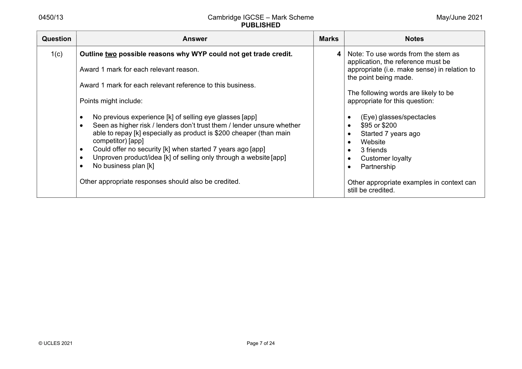 Mark scheme, page 7 of 24