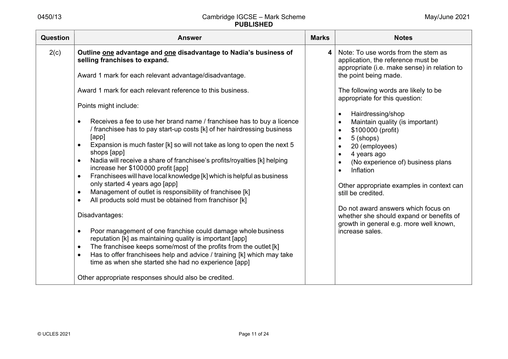 Mark scheme, page 11 of 24