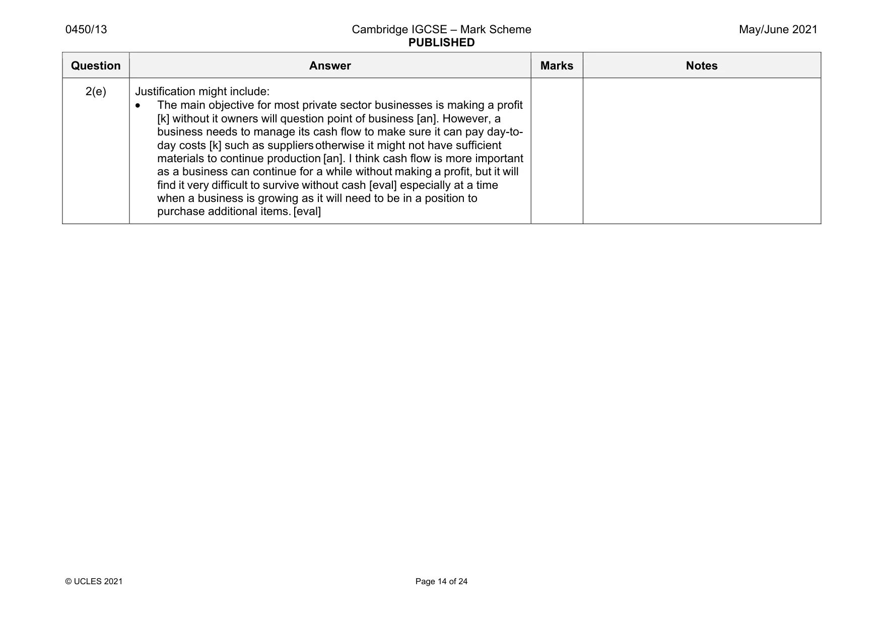 Mark scheme, page 14 of 24