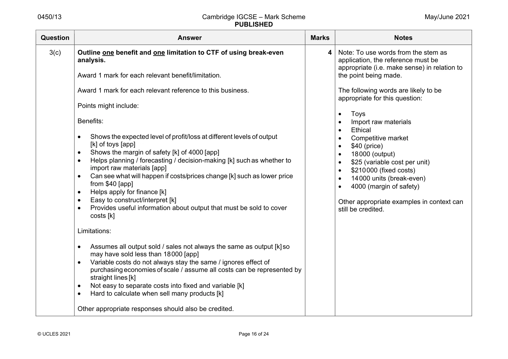Mark scheme, page 16 of 24