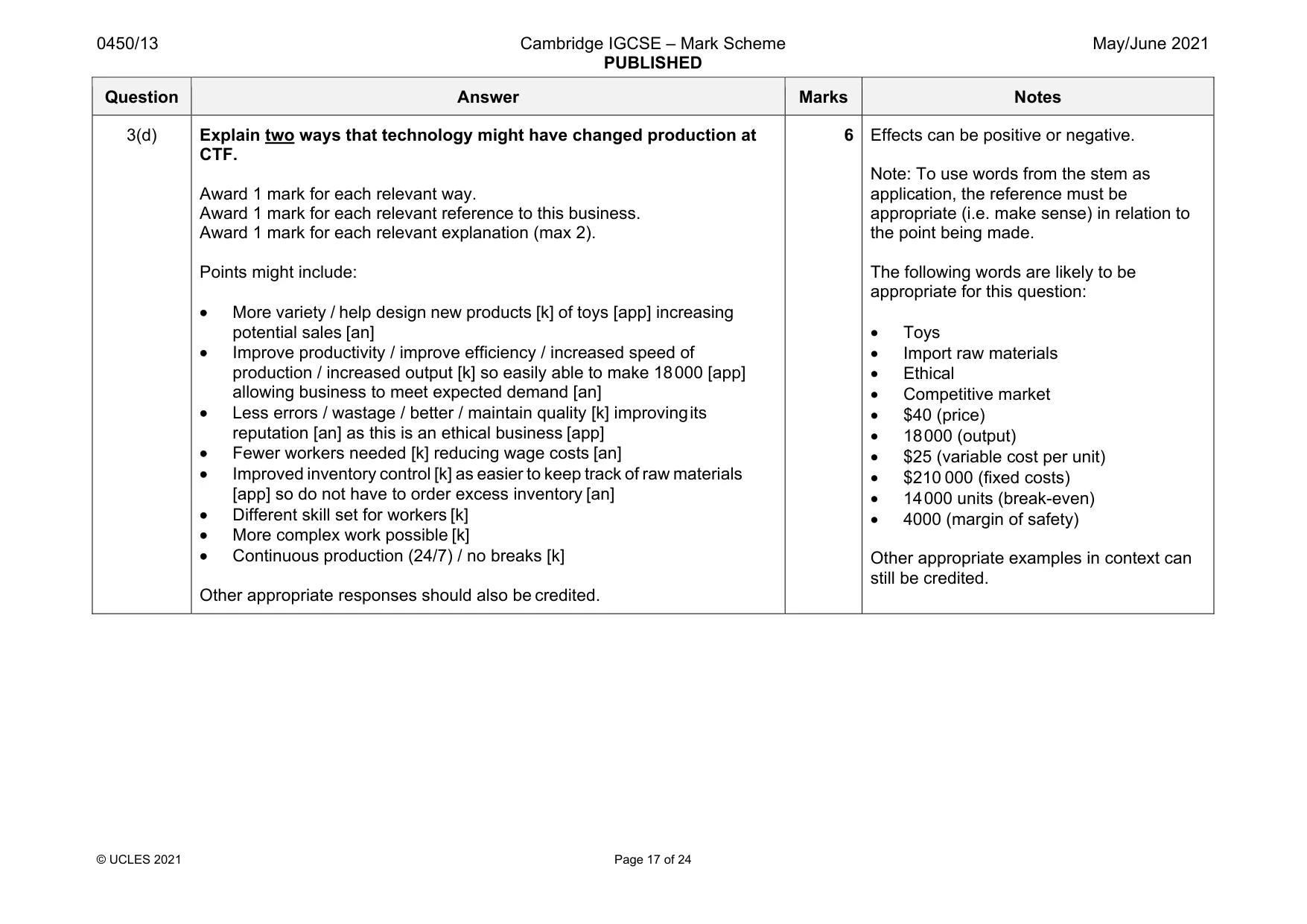 Mark scheme, page 17 of 24