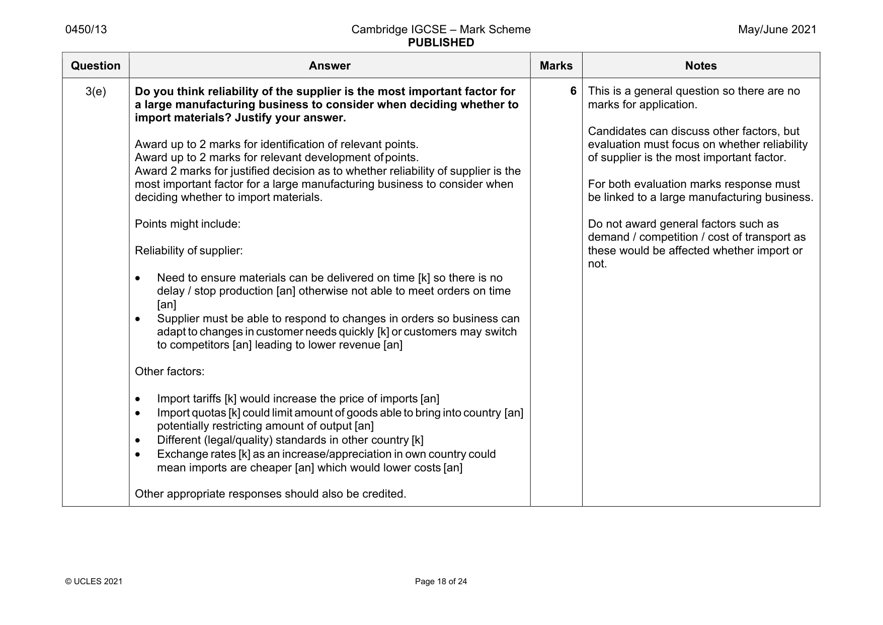Mark scheme, page 18 of 24