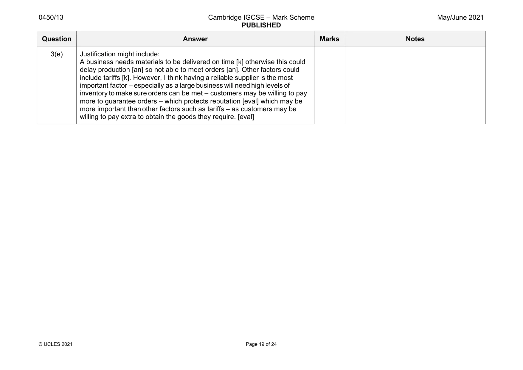 Mark scheme, page 19 of 24