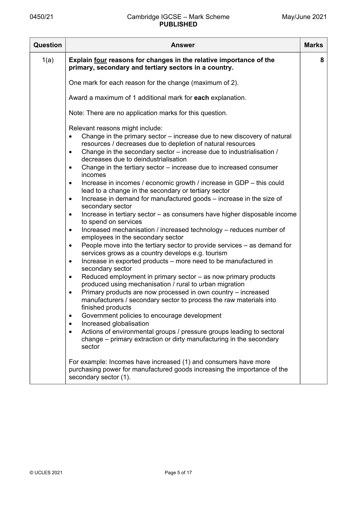 Mark scheme, page 5 of 17