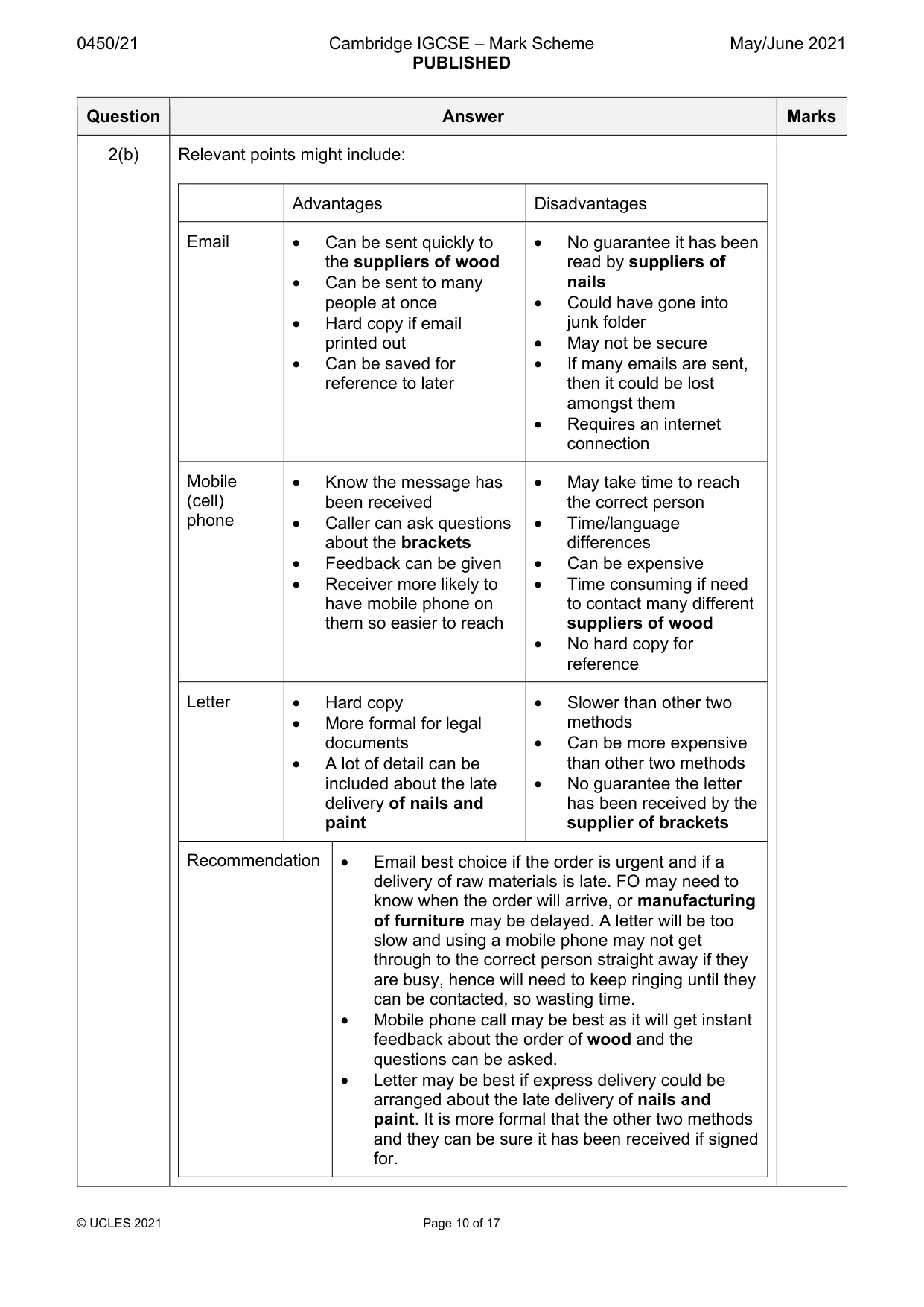 Mark scheme, page 10 of 17