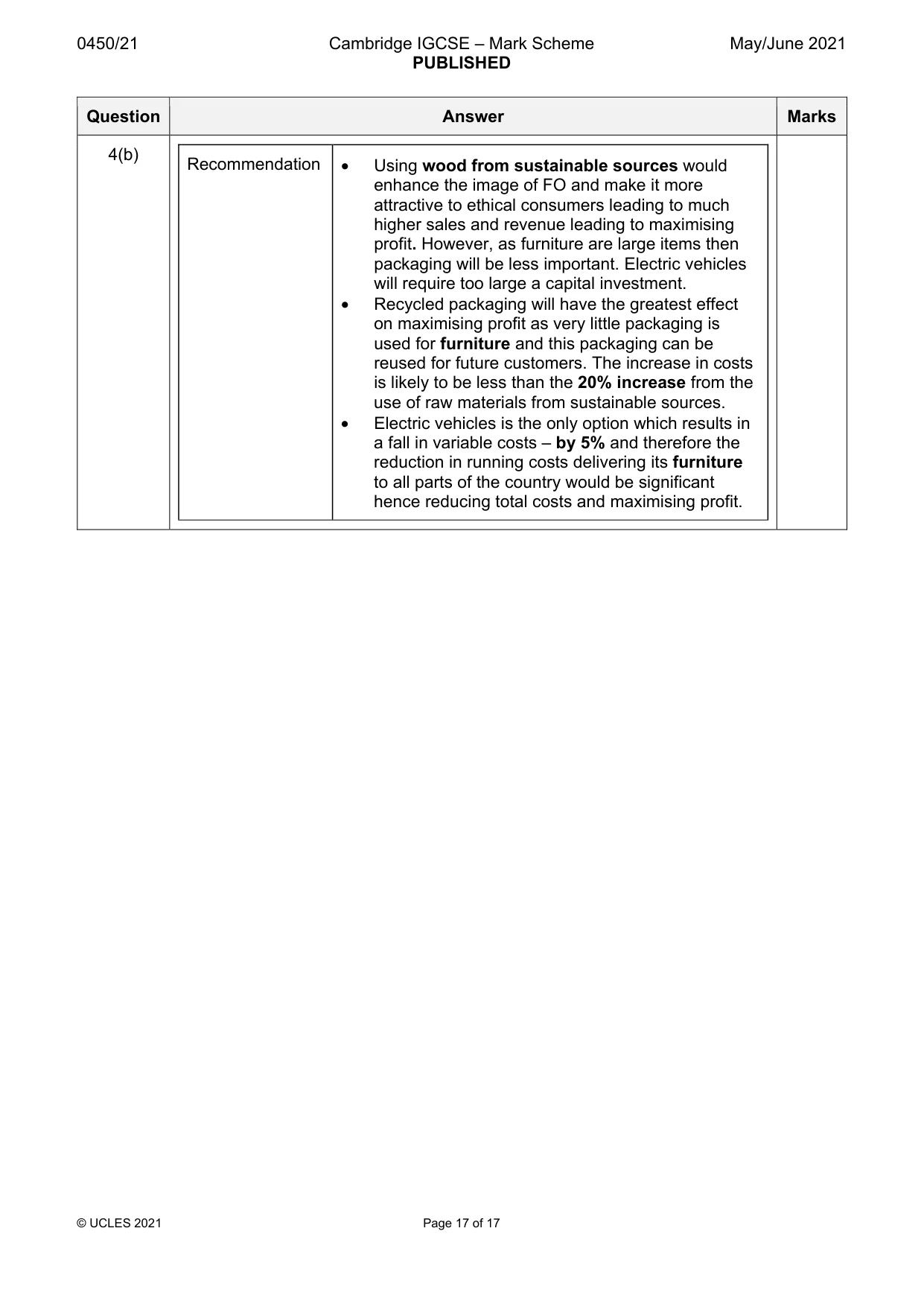 Mark scheme, page 17 of 17