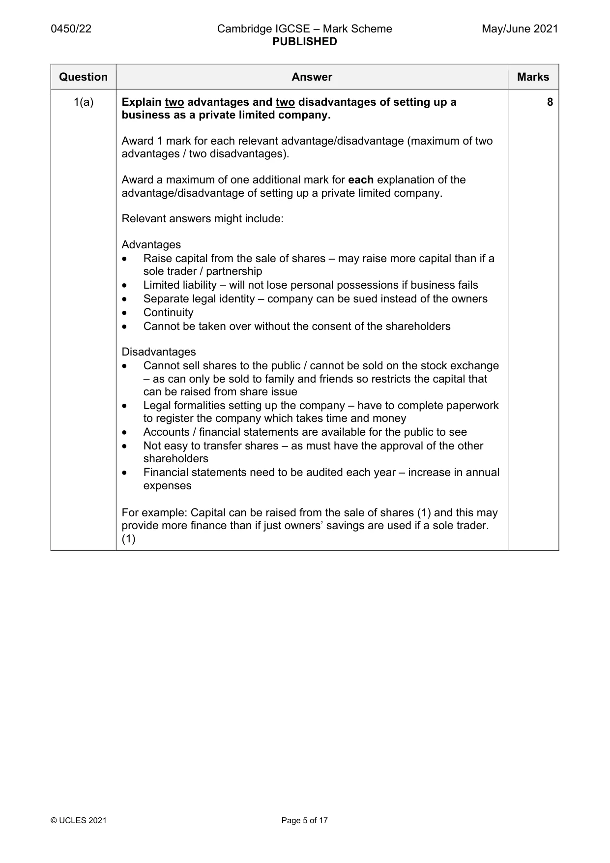 Mark scheme, page 5 of 17