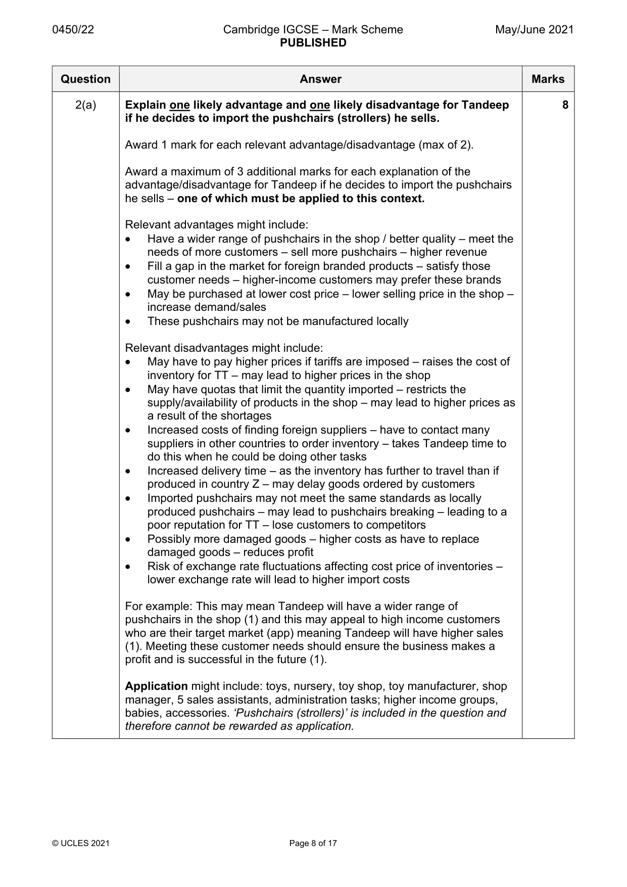 Mark scheme, page 8 of 17