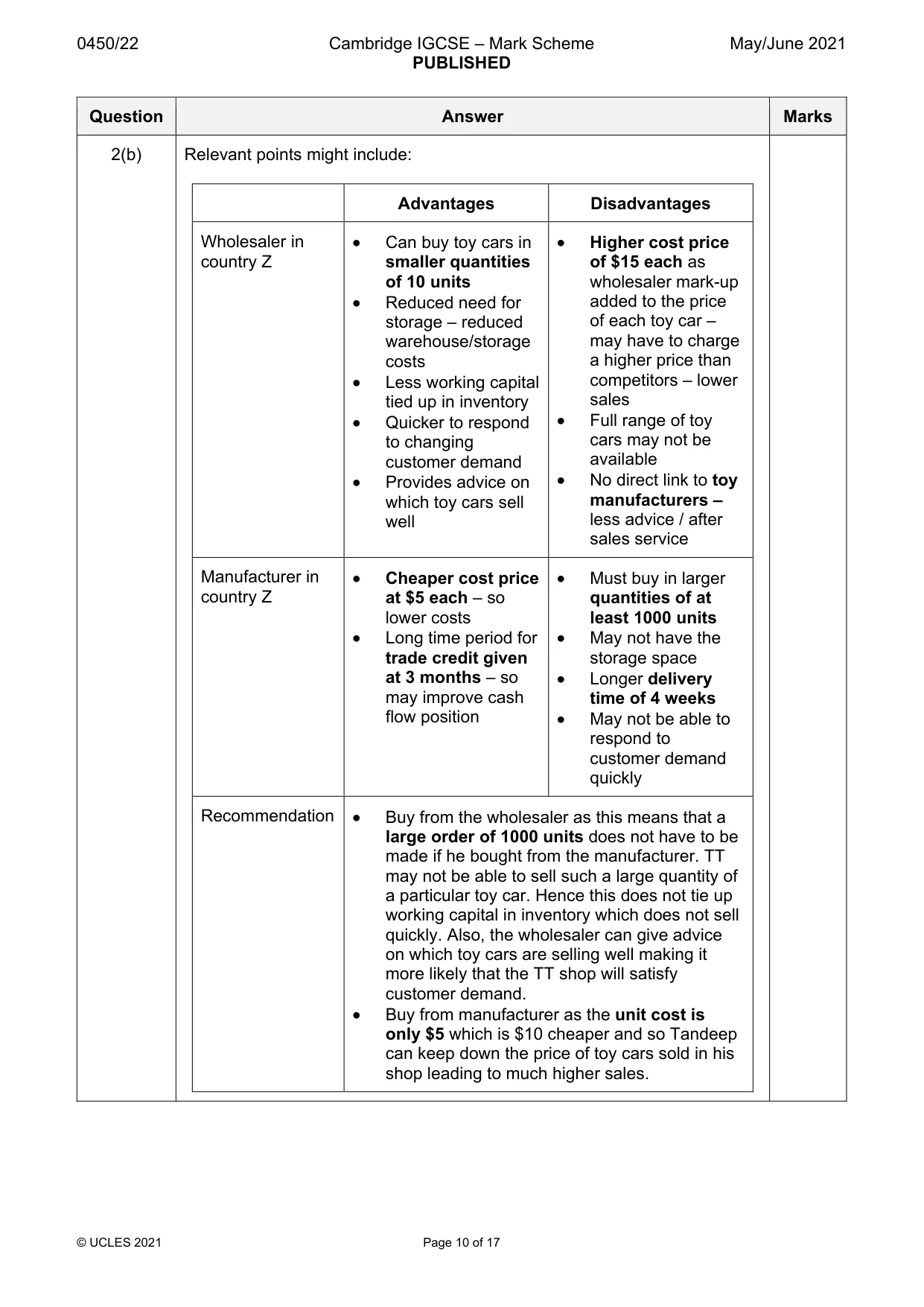 Mark scheme, page 10 of 17