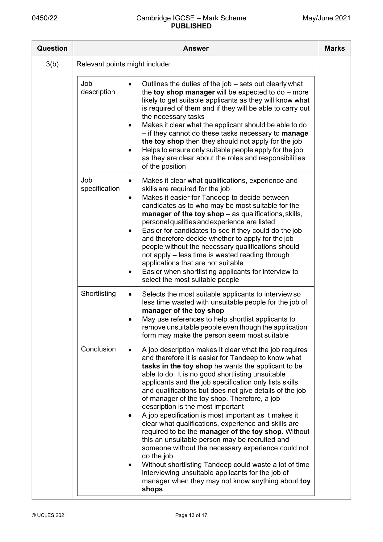 Mark scheme, page 13 of 17