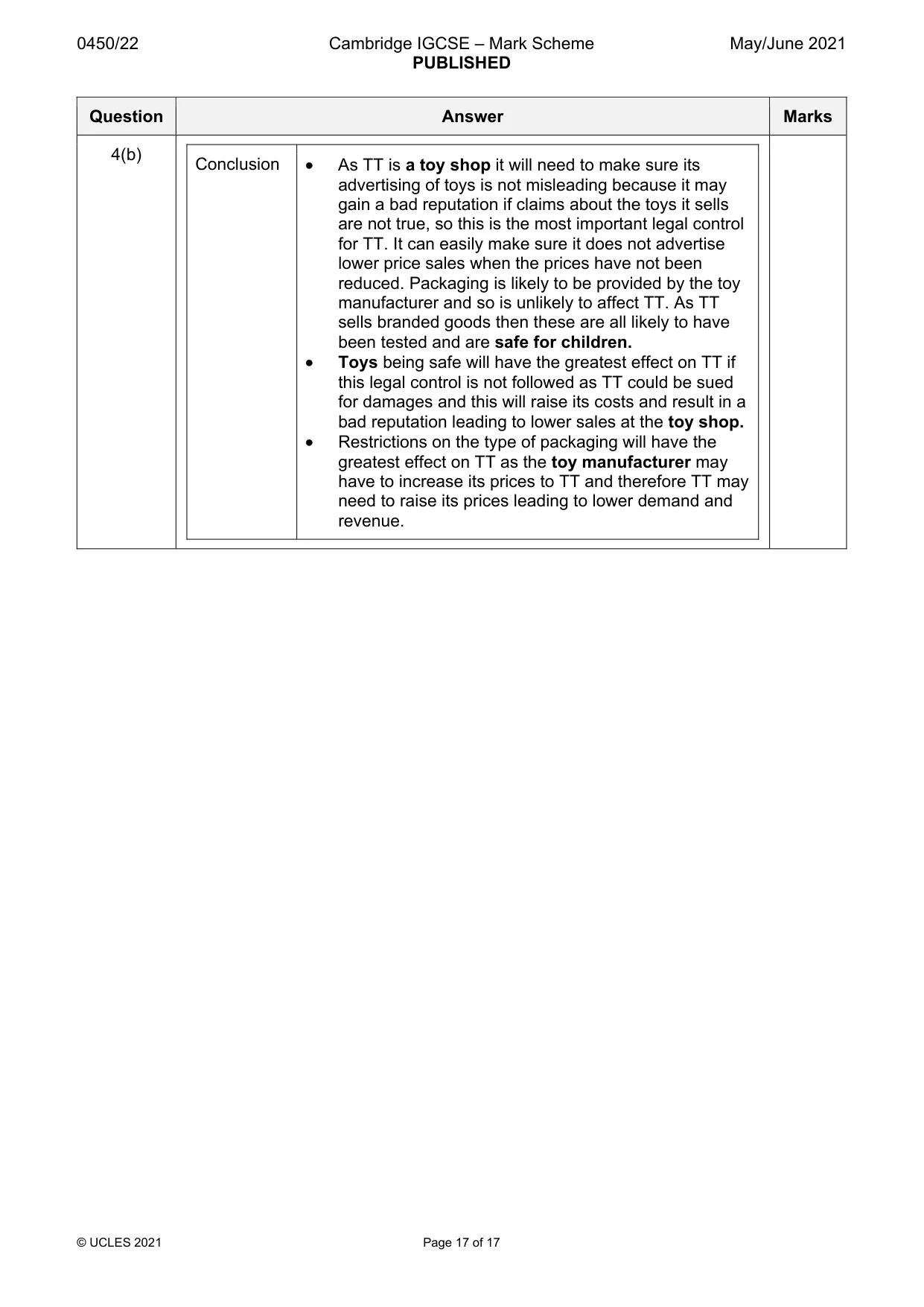 Mark scheme, page 17 of 17
