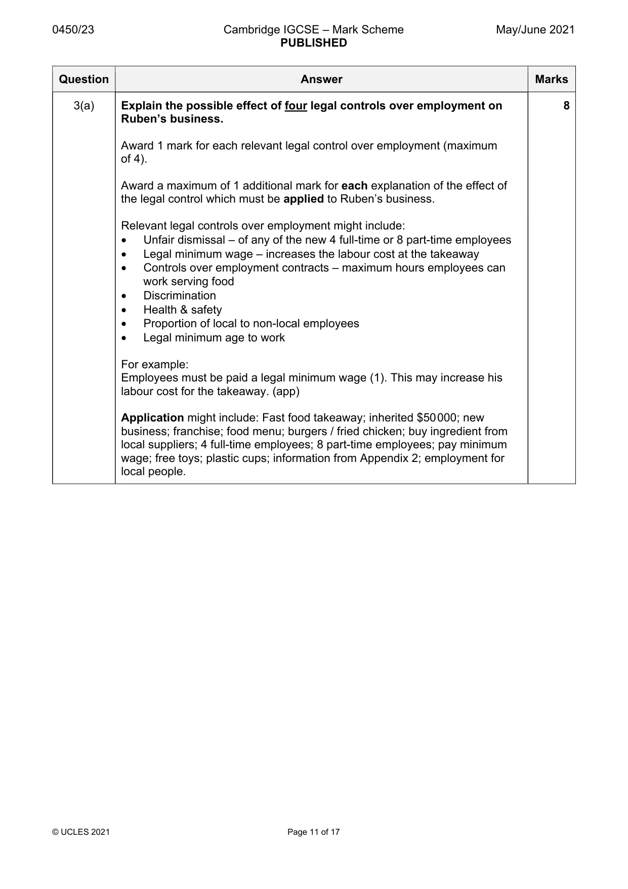 Mark scheme, page 11 of 17