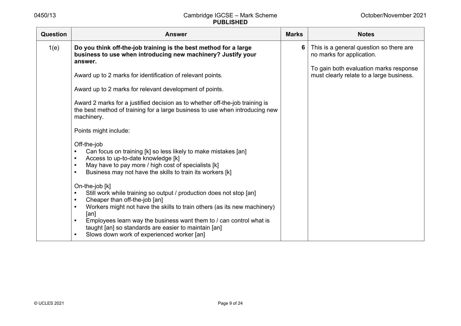 Mark scheme, page 9 of 24