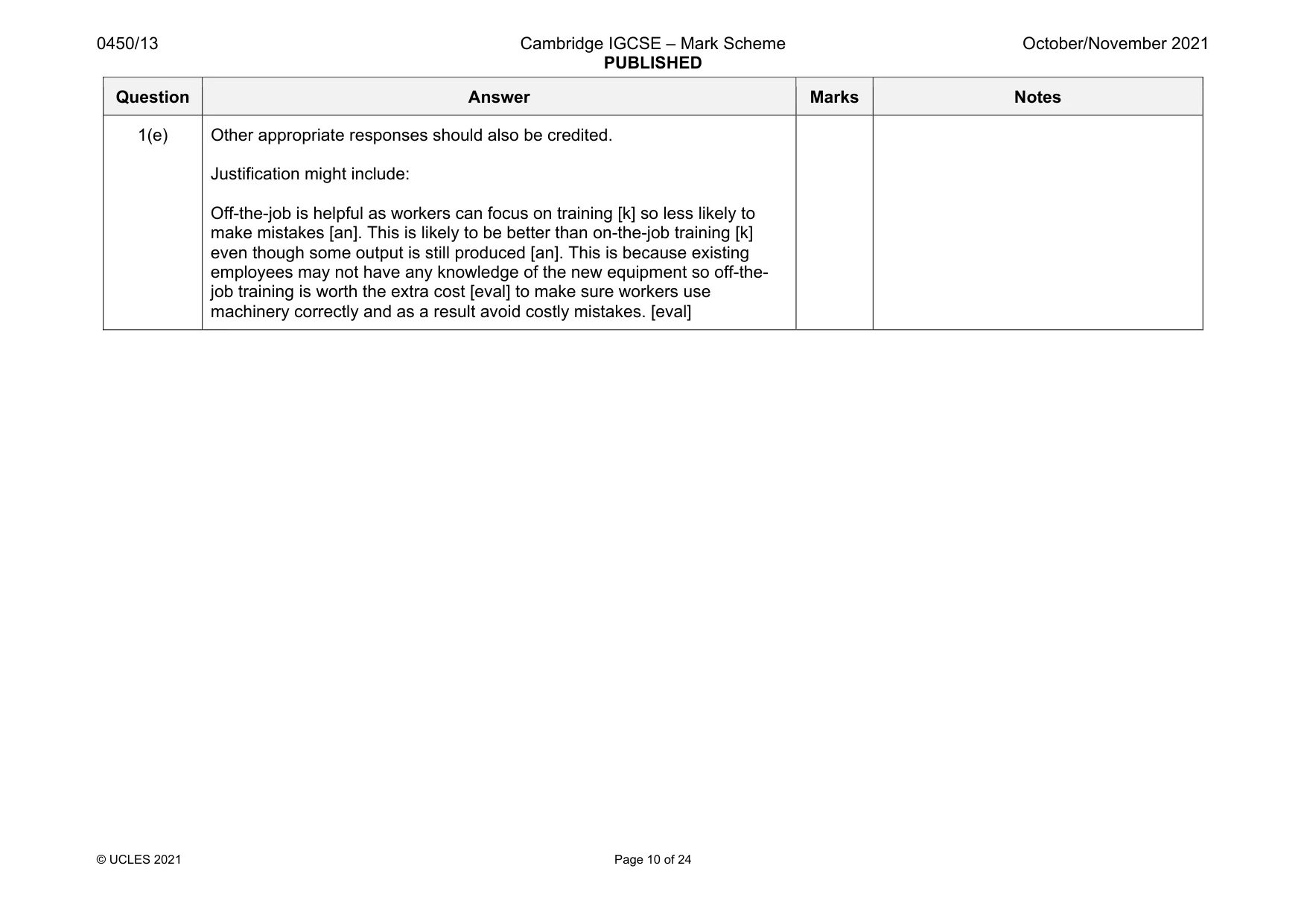 Mark scheme, page 10 of 24