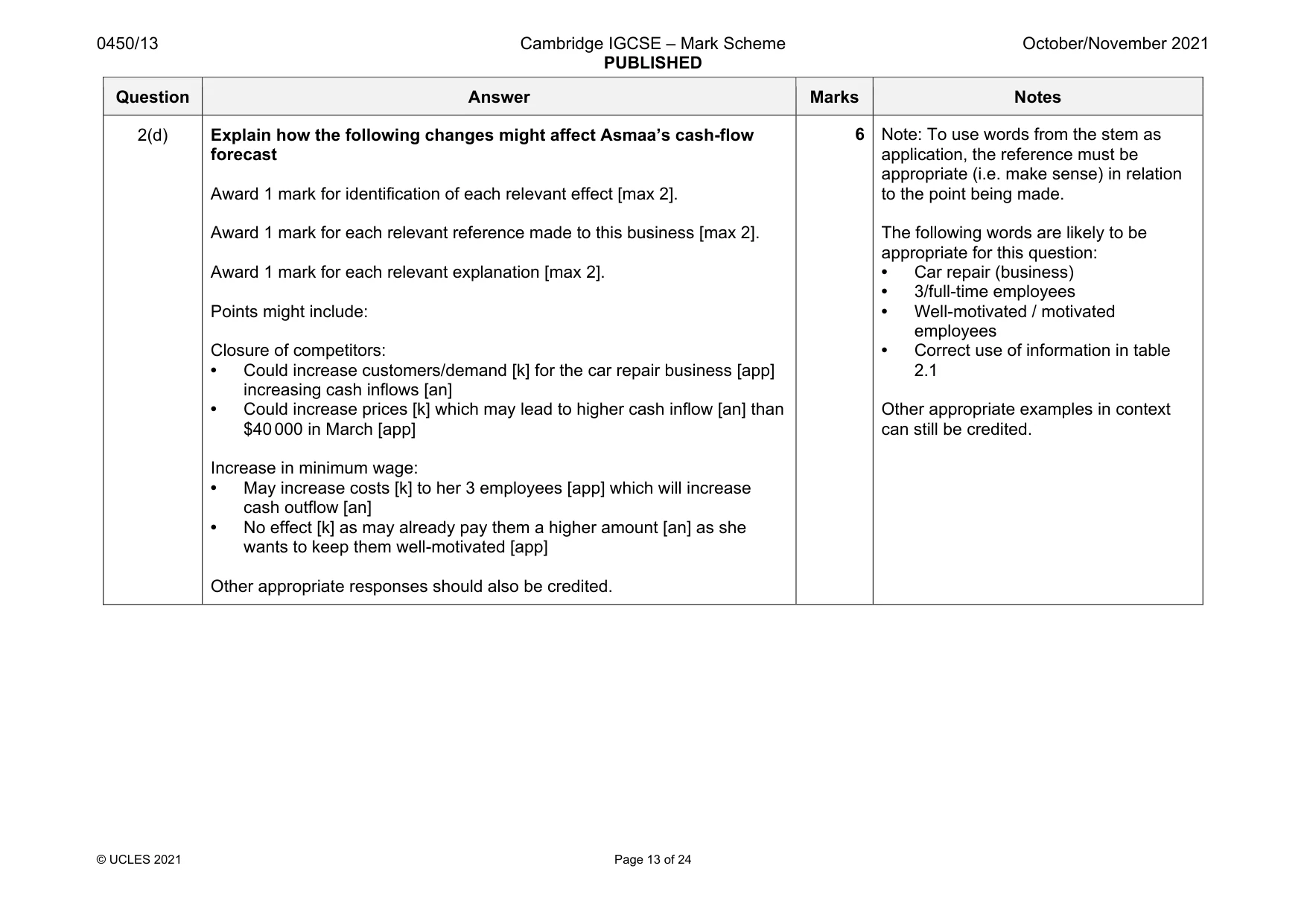 Mark scheme, page 13 of 24