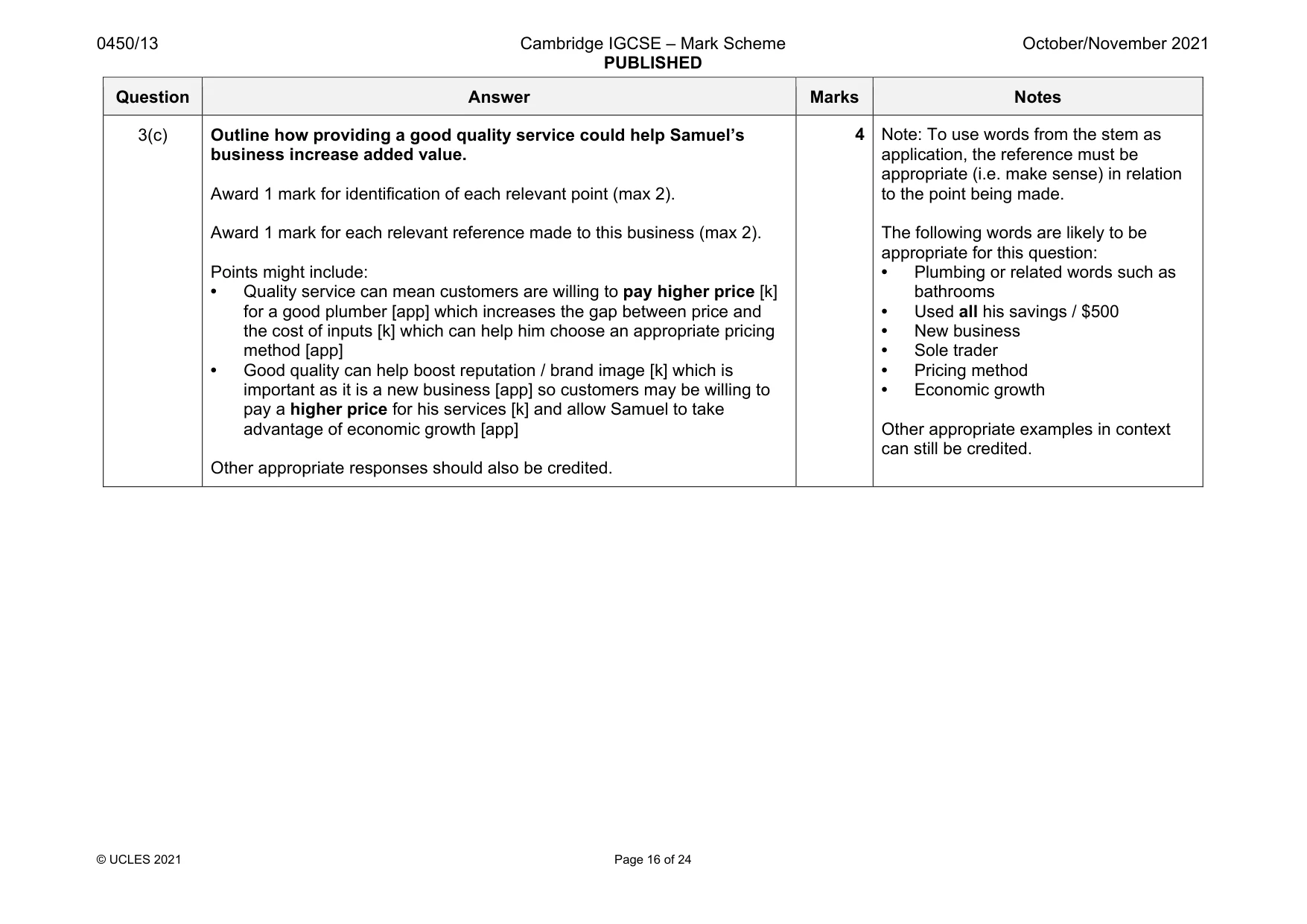 Mark scheme, page 16 of 24
