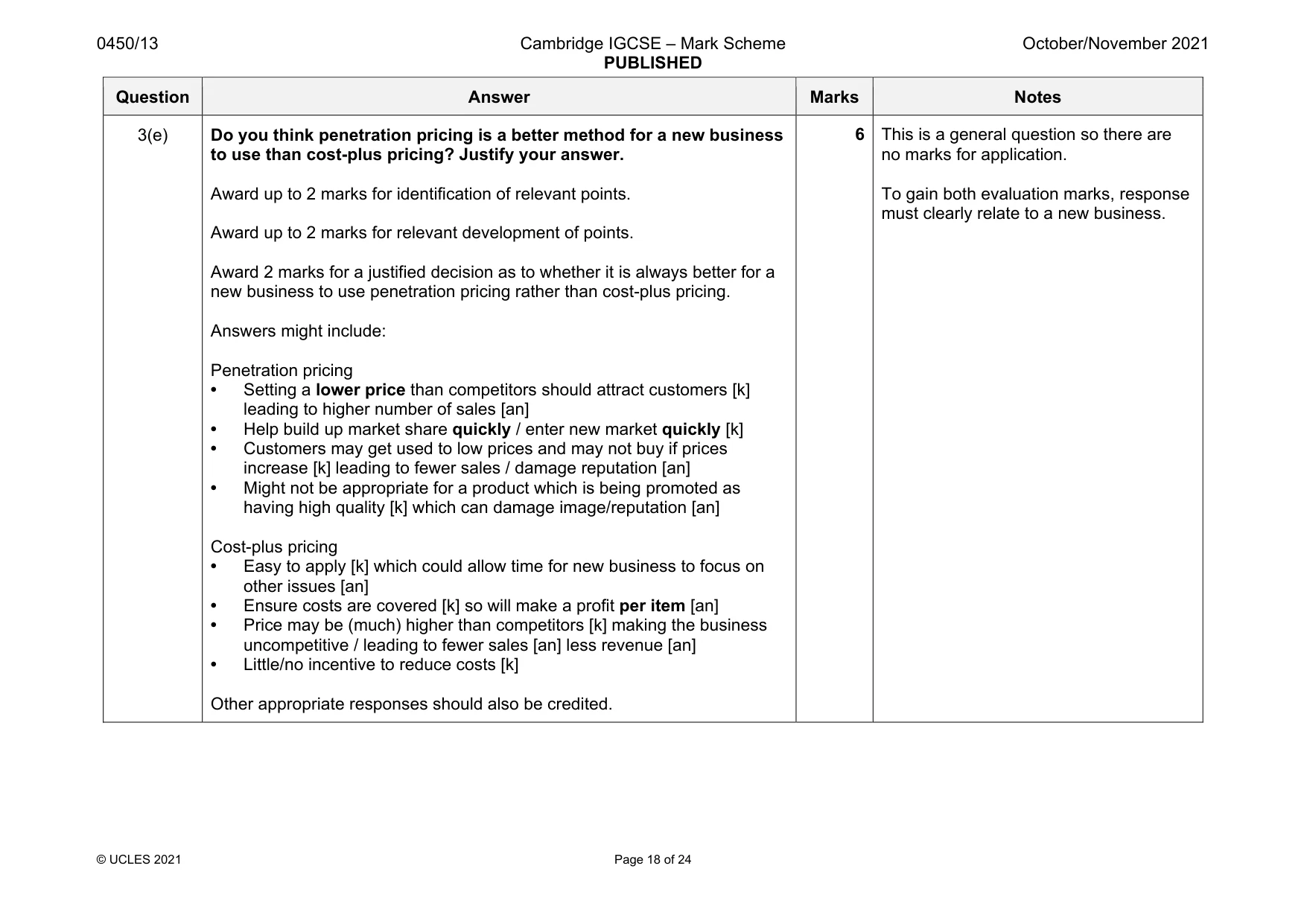 Mark scheme, page 18 of 24