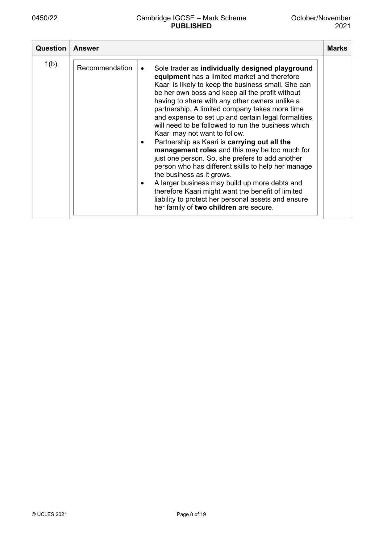 Mark scheme, page 8 of 19