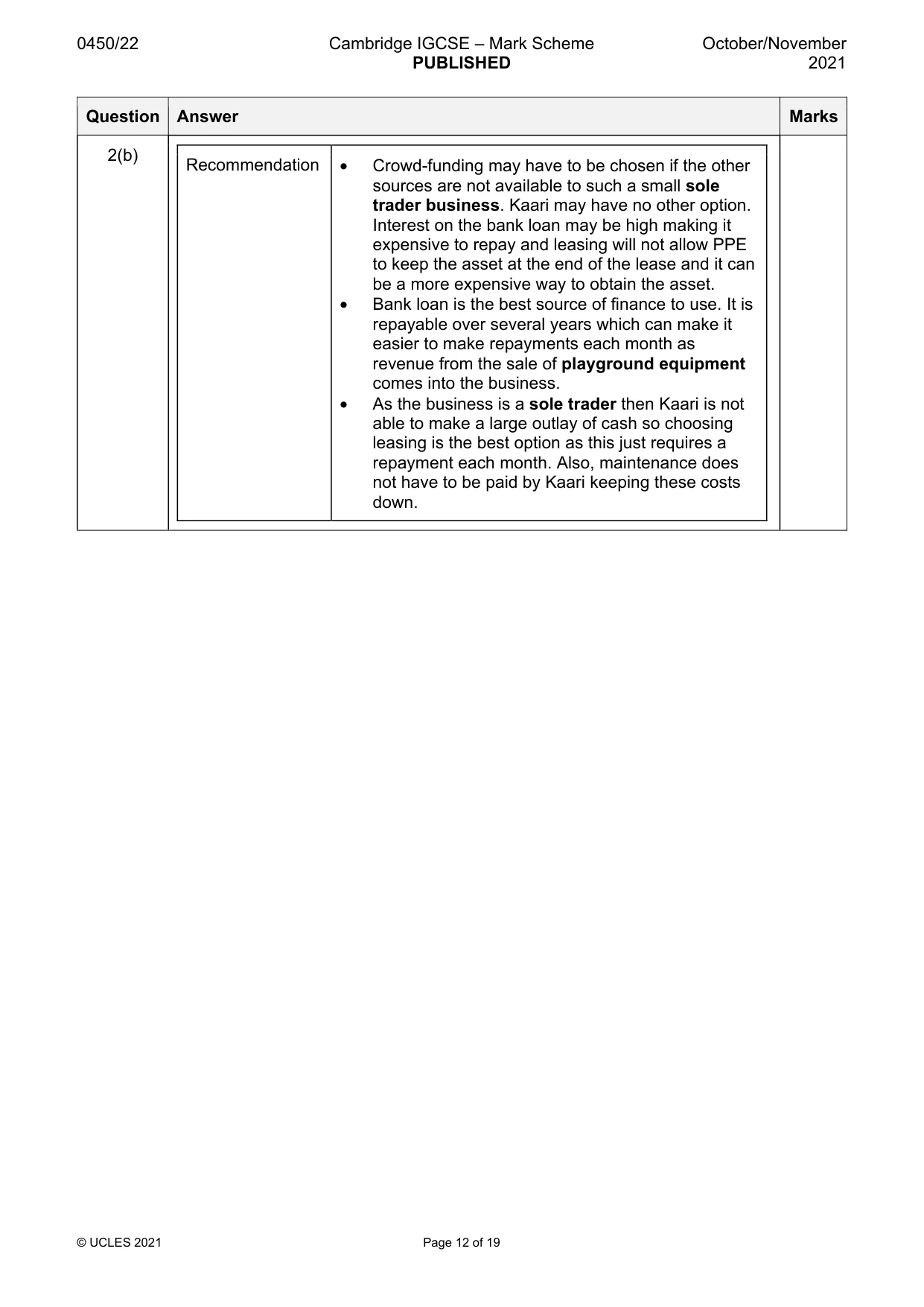 Mark scheme, page 12 of 19