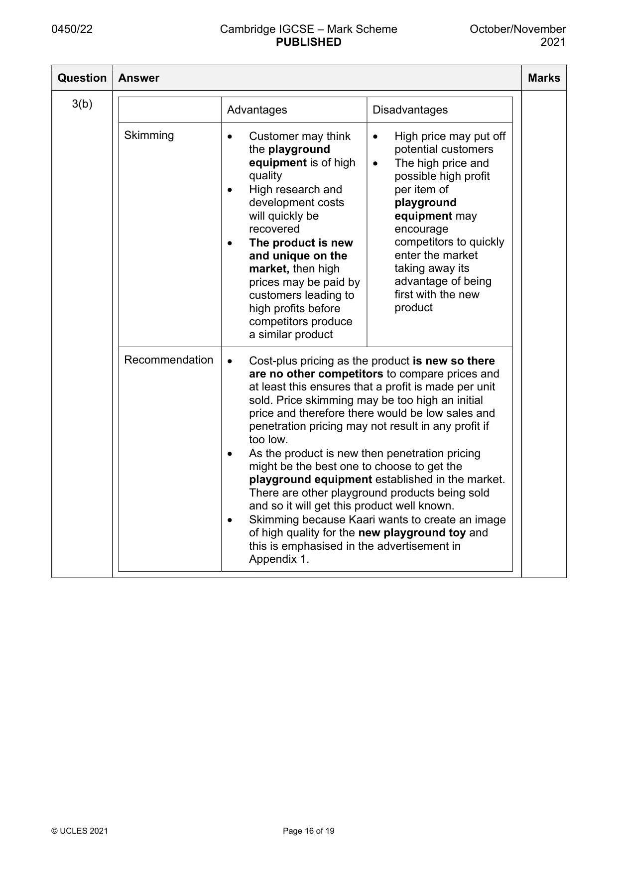 Mark scheme, page 16 of 19