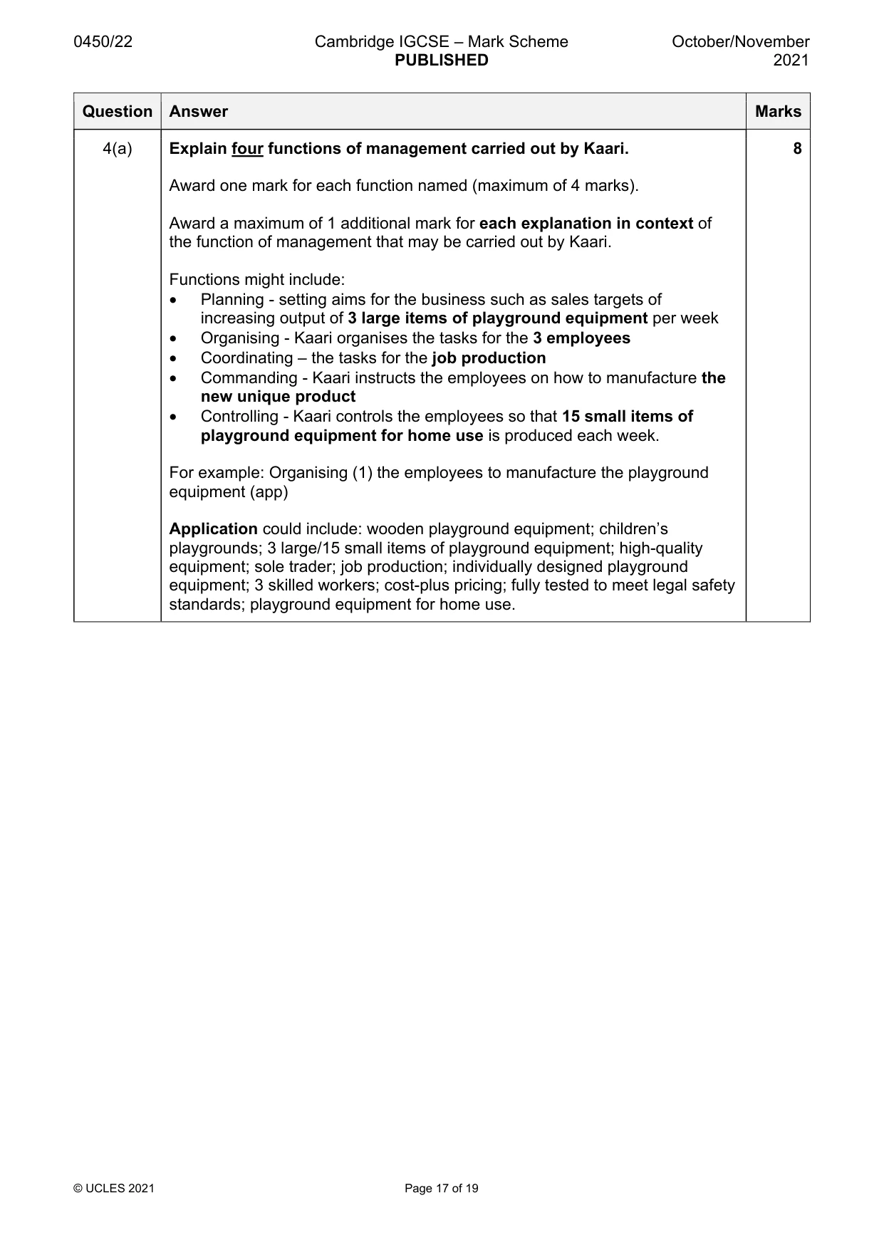 Mark scheme, page 17 of 19