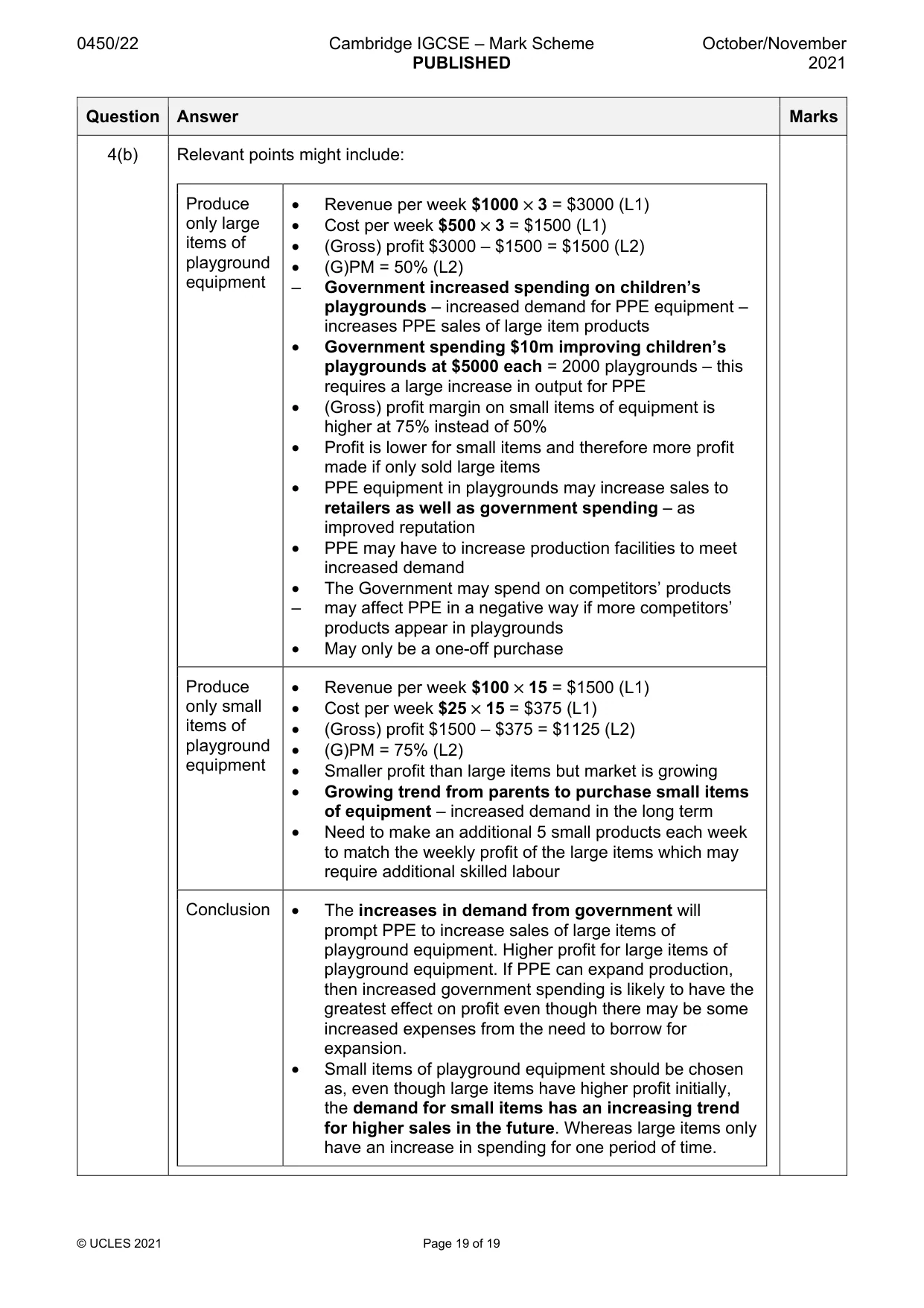 Mark scheme, page 19 of 19