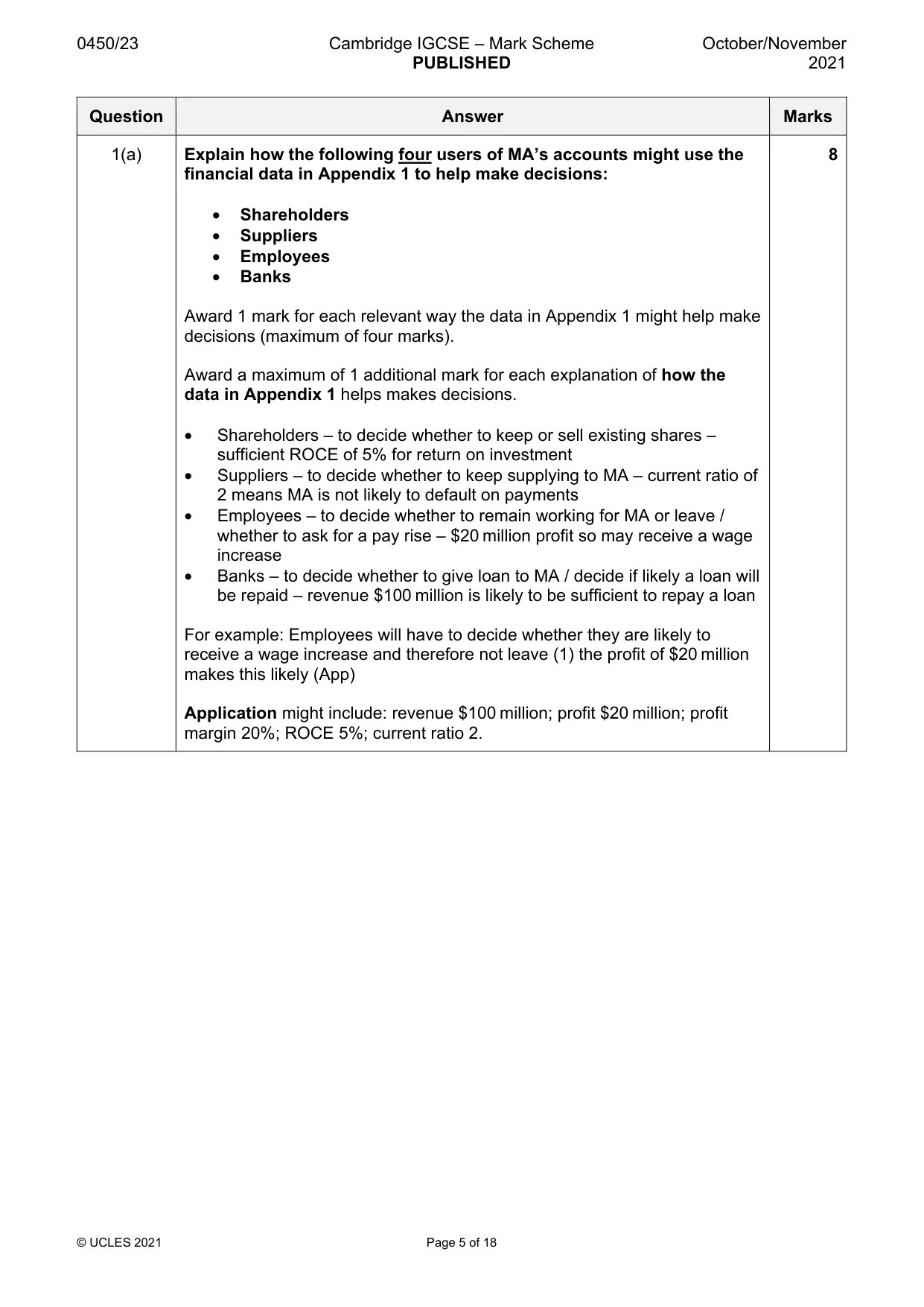 Mark scheme, page 5 of 18