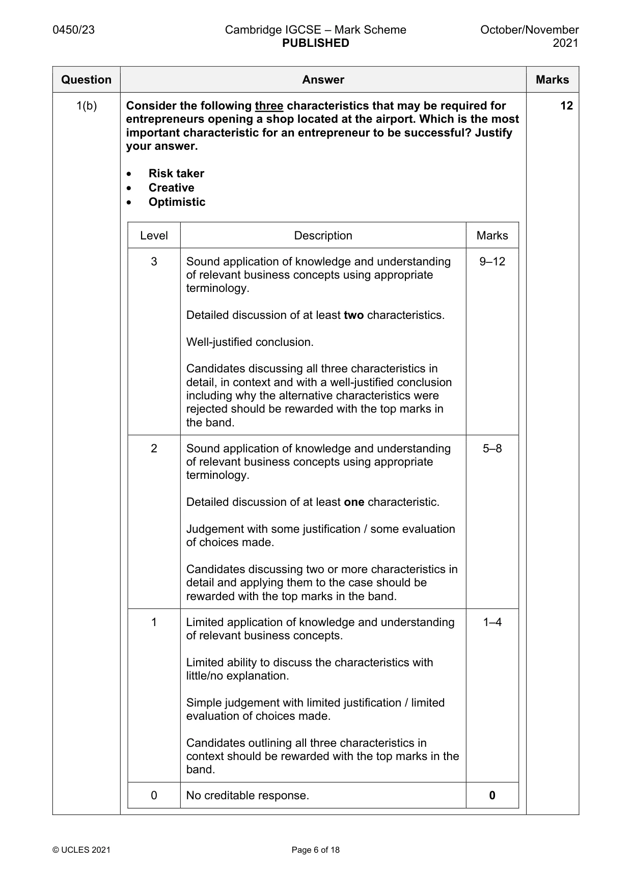 Mark scheme, page 6 of 18