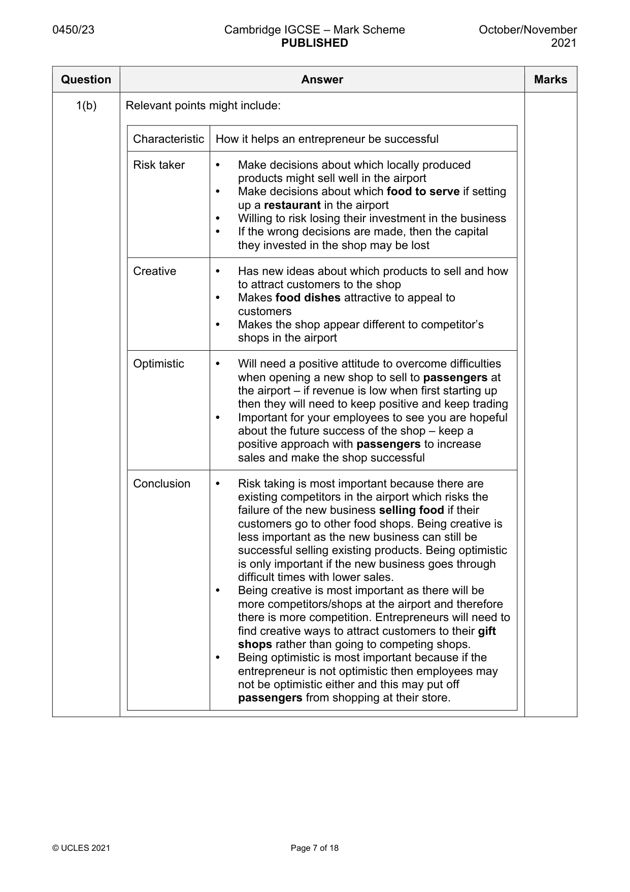 Mark scheme, page 7 of 18