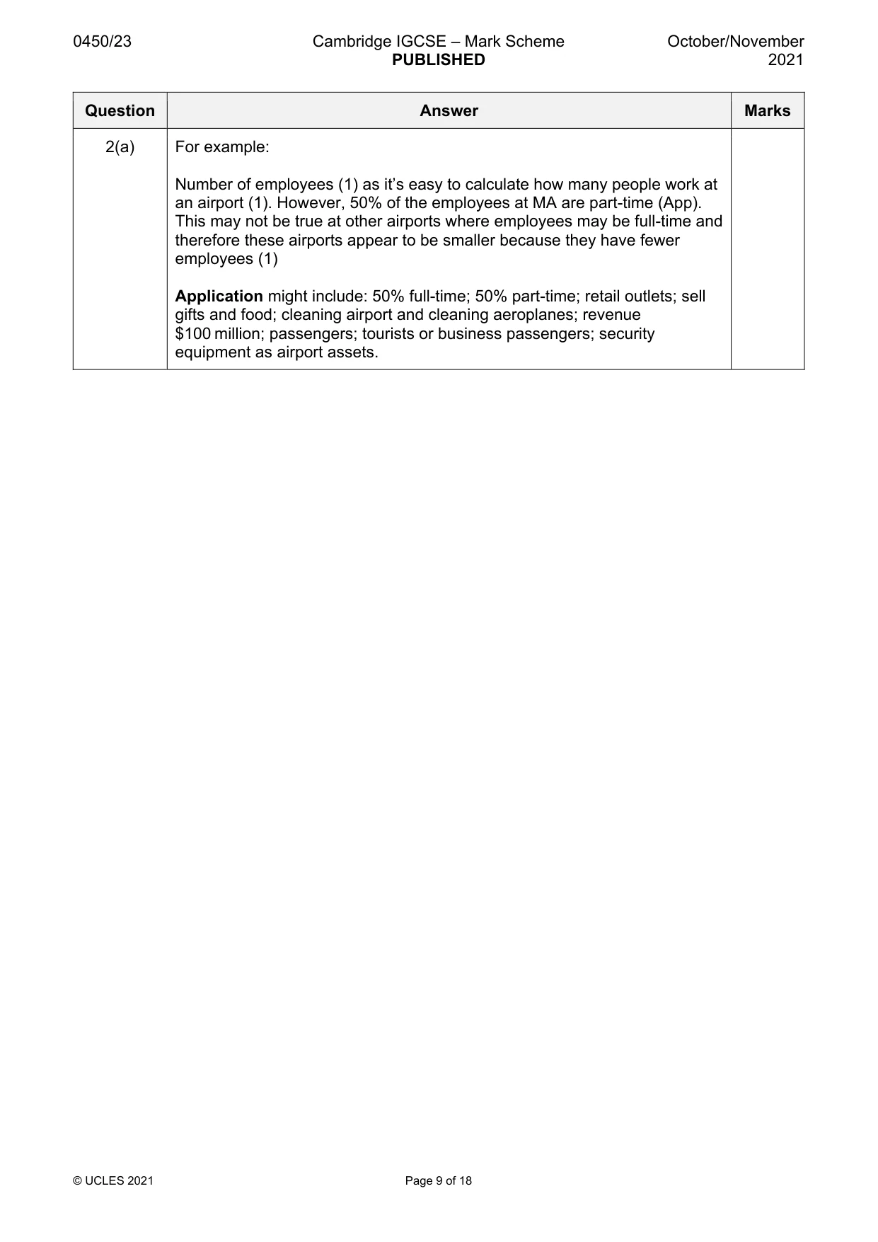 Mark scheme, page 9 of 18