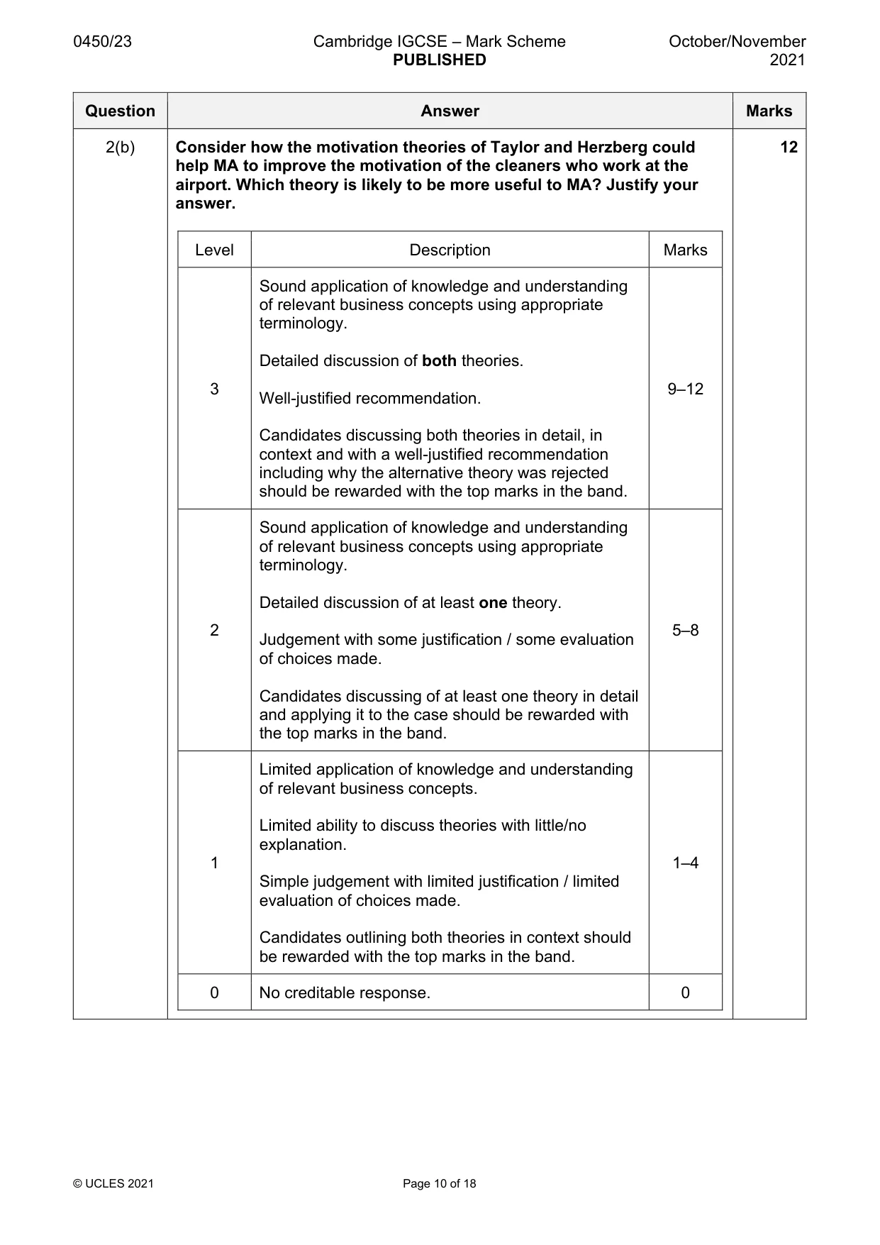 Mark scheme, page 10 of 18
