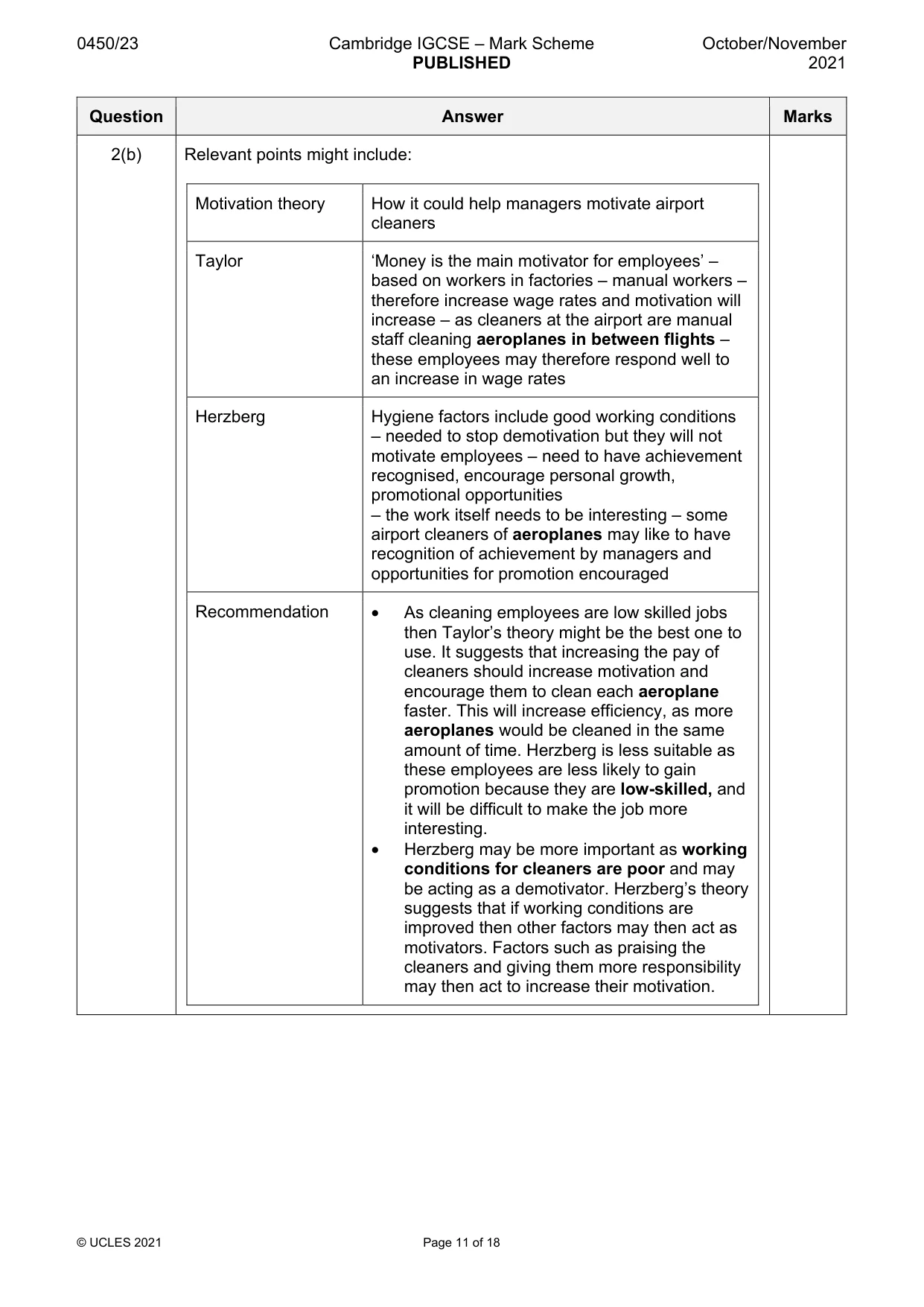 Mark scheme, page 11 of 18